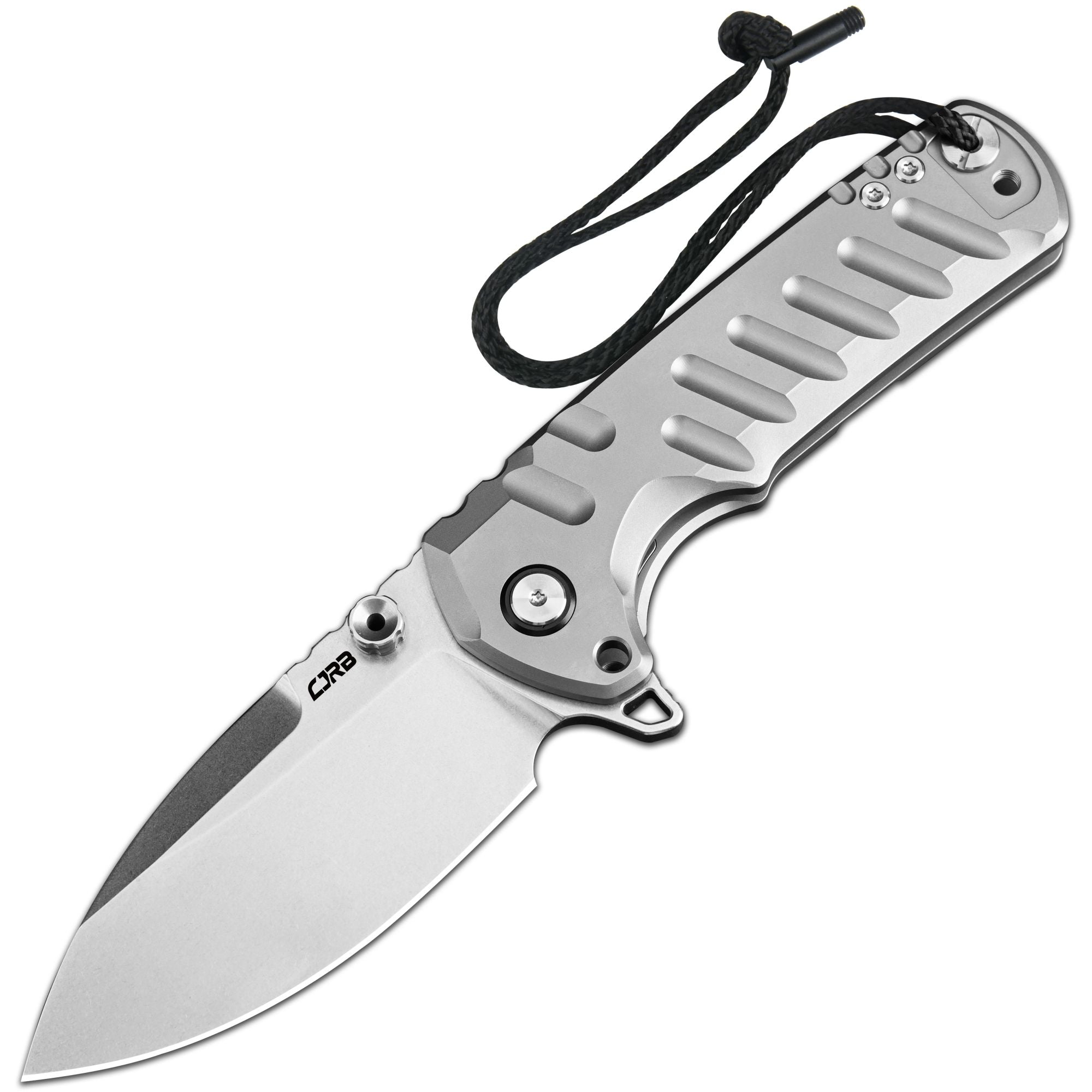 CJRB Tundra Flipper &Thumb Stud & Locking Pin & Frame Lock Tatical Knife Titanium Handle (3.78'' Stone Wash CPM S35VN Blade) J1966G-GY (Limited Edition)