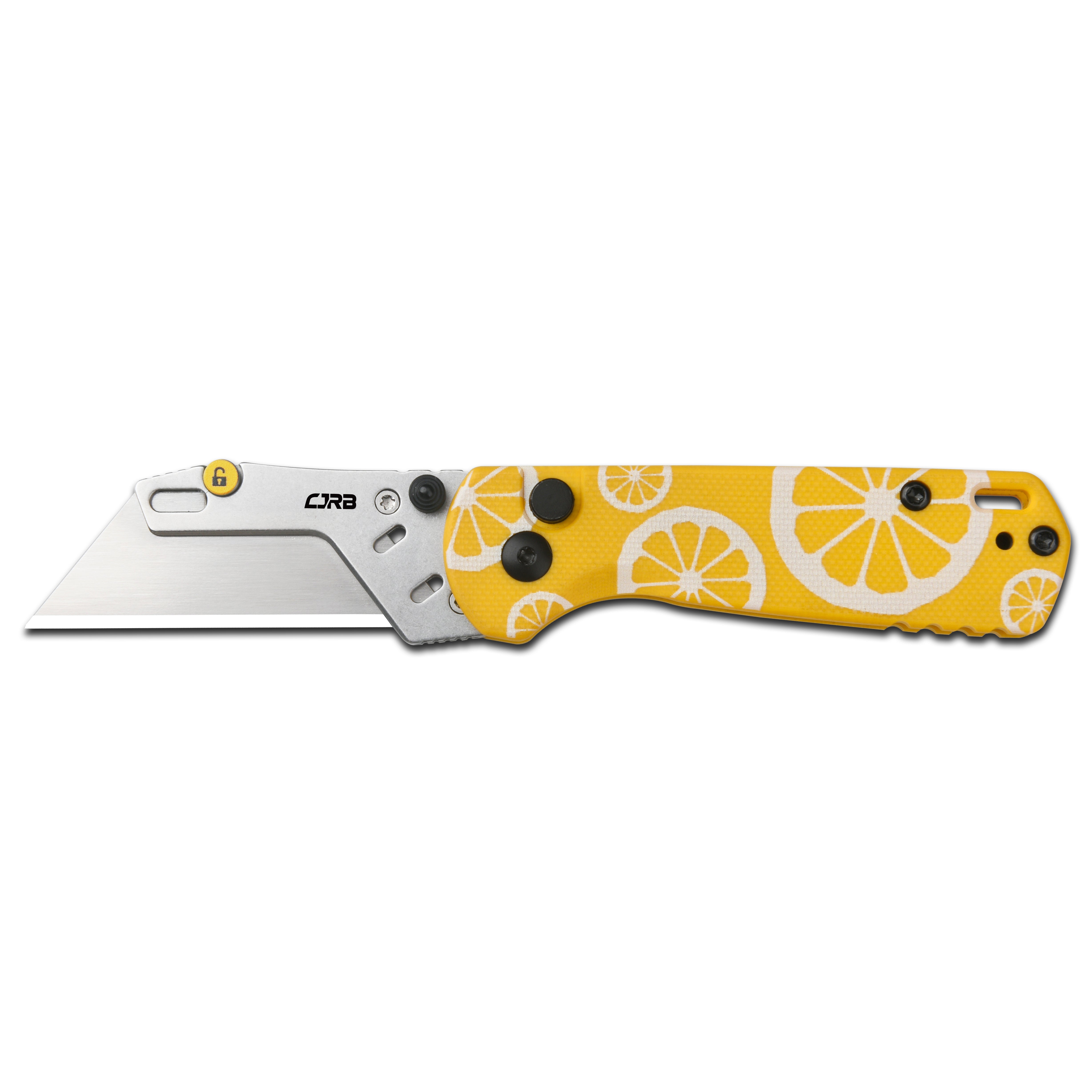 CJRB Boxer J1967 G10 Handle Folding Utility Knife, with 10 Extra Blades (Yellow Lemon)