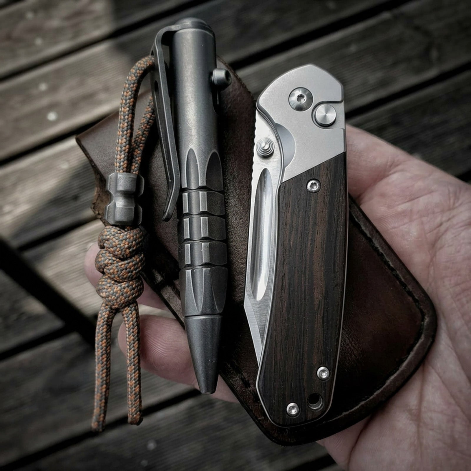 CJRB Bowie Pyrite J1942 AR-RPM9 Steel Blade Wood Handle Folding Knives - Ebony (J1942-EBN)