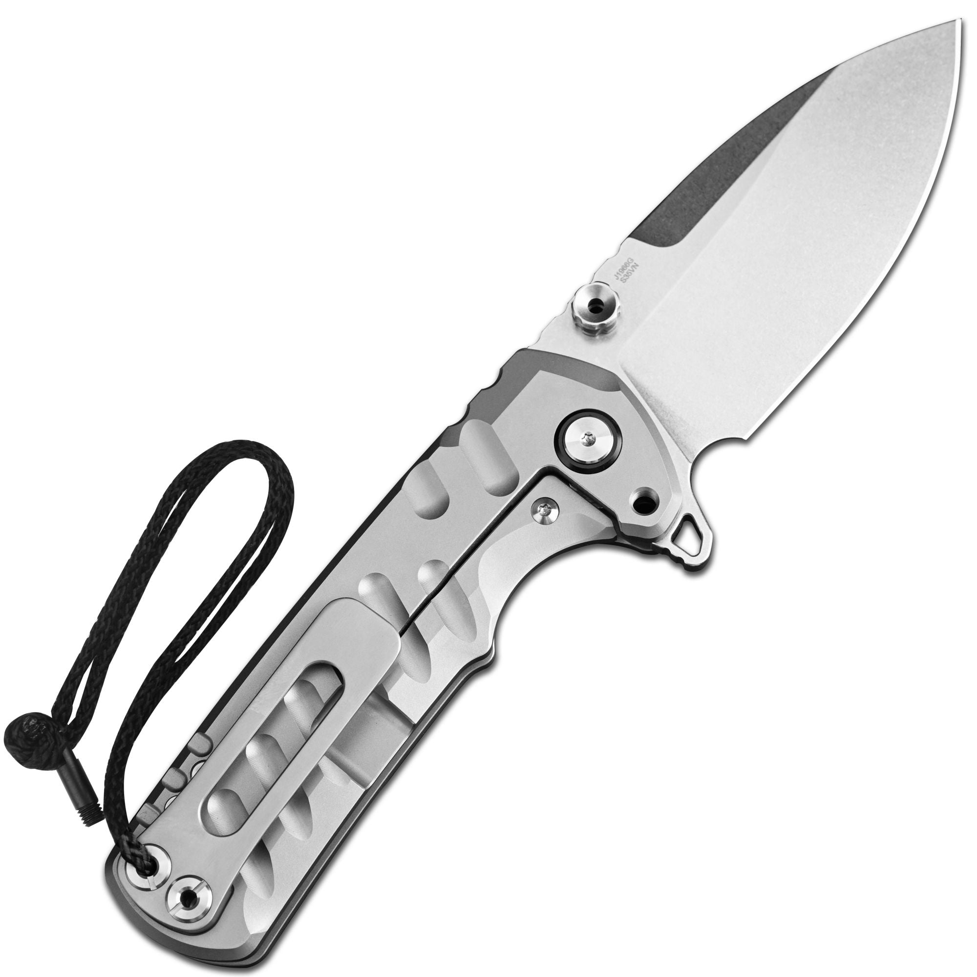 CJRB Tundra Flipper &Thumb Stud & Locking Pin & Frame Lock Tatical Knife Titanium Handle (3.78'' Stone Wash CPM S35VN Blade) J1966G-GY (Limited Edition)