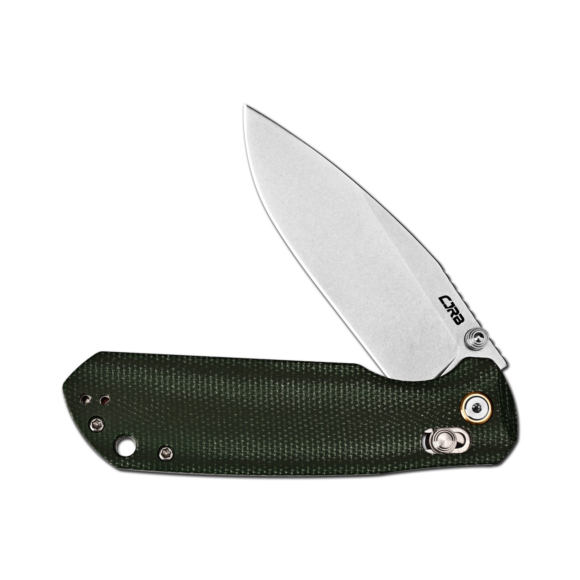 CJRB Mega Maximal Thumb Stud & Crossbar Lock Knife Green Micarta Handle(3.43'' AR-RPM9 Steel Stone Wash Blade) J1954L-MGN