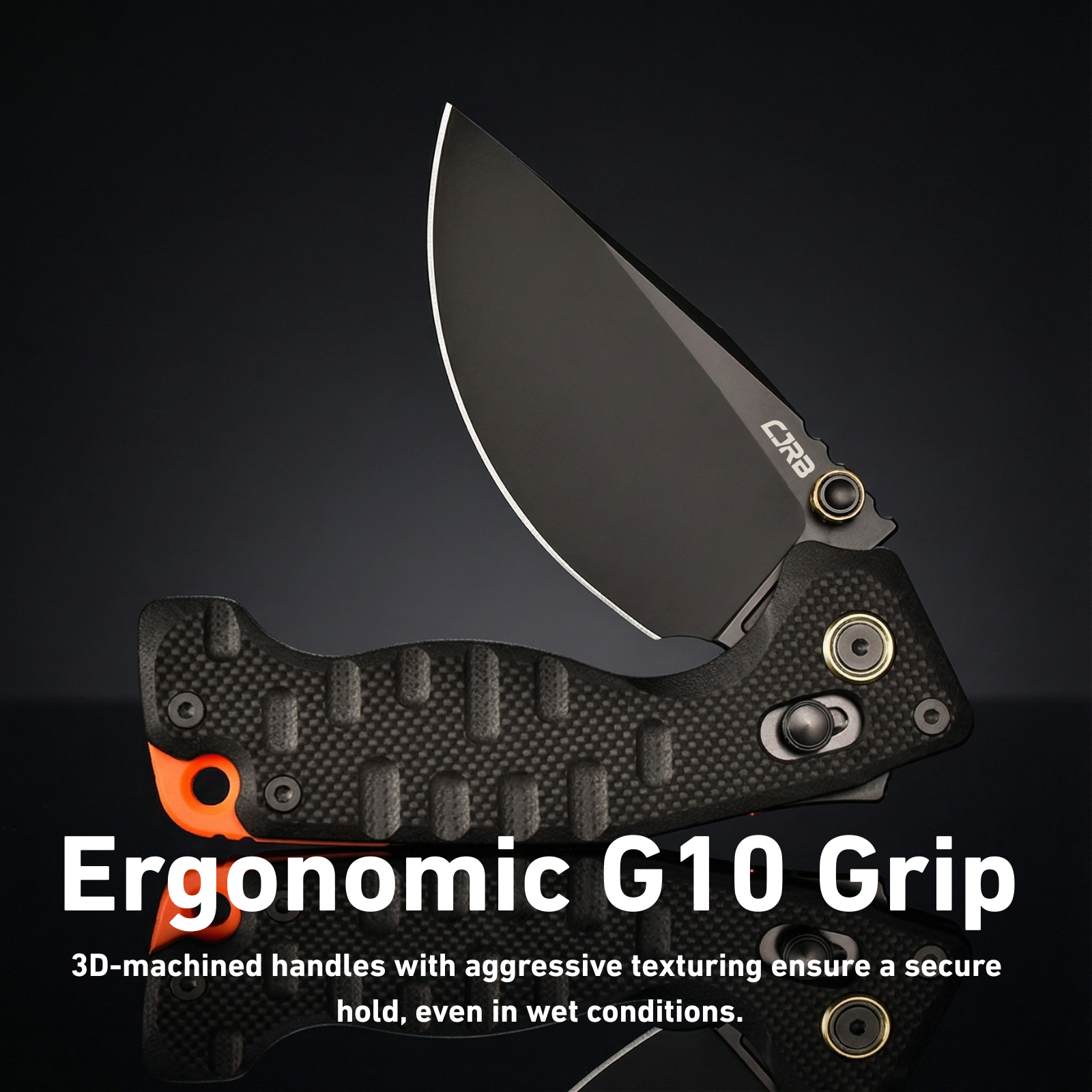 CJRB Doubletap Thumb Stud & Recoil Lock V2 Tatical Knife Black G10 Handle(3.86'' D2 Black PVD Coating Blade) J1970-BBK