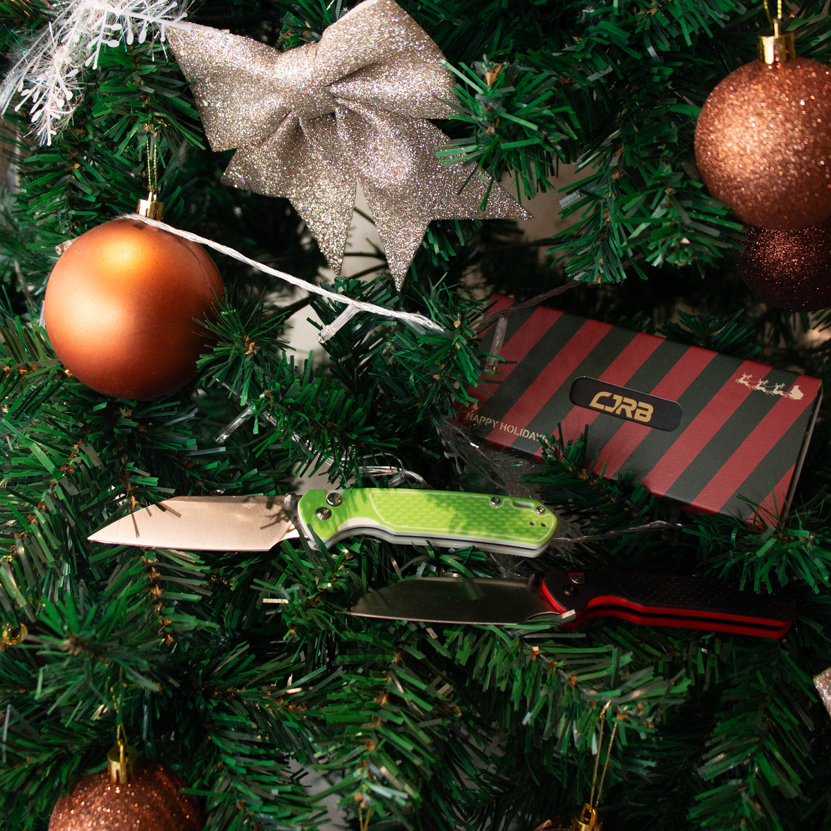 CJRB Pyrite-Light J1945 AR-RPM9 Steel G10 Handle Folding Knives (Holiday Exclusive) - Black&Red G10 (J1945-BRE)