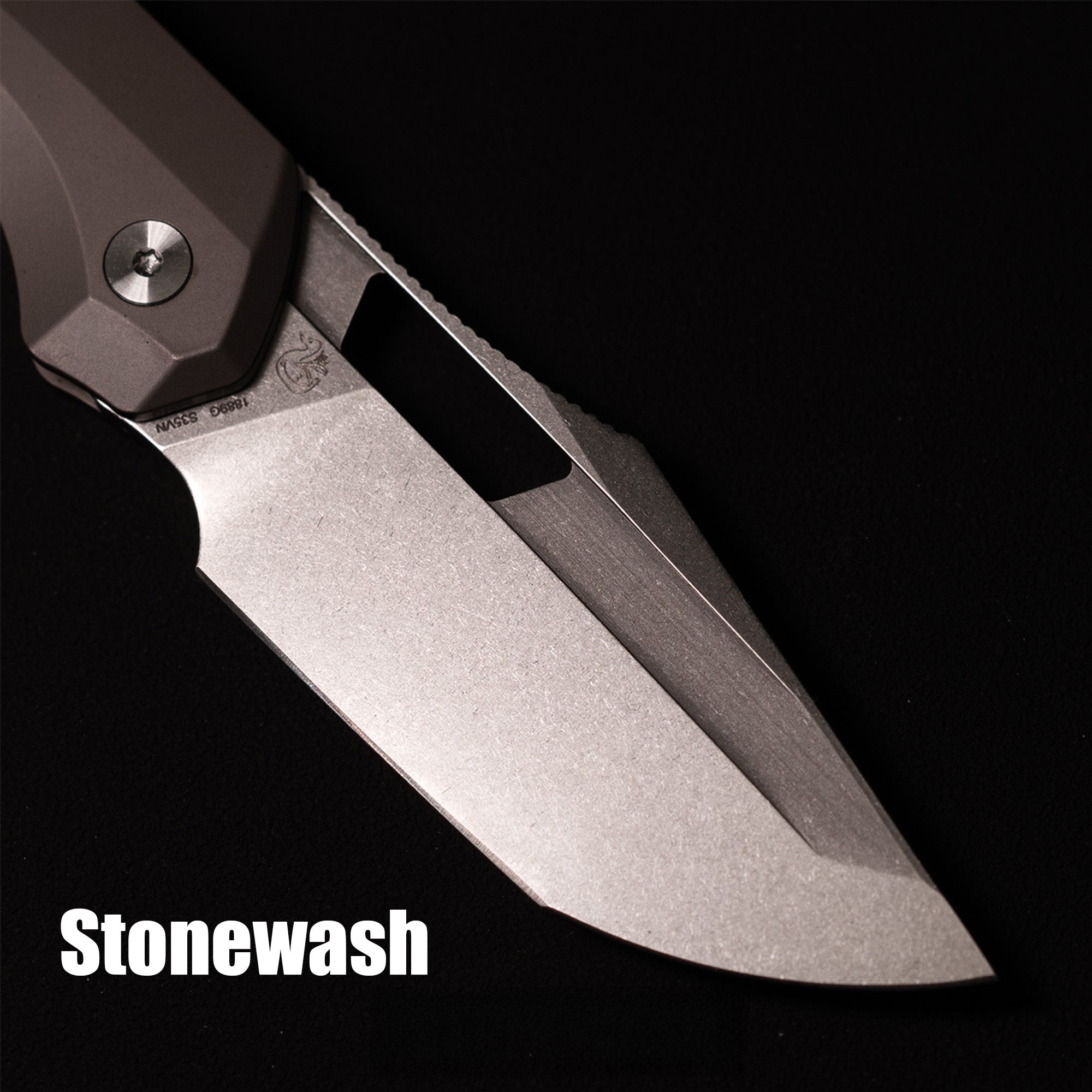 Artisan Cutlery Mousebird Thumb Hole Top Liner Lock EDC Knife Titanium Handle Gold Titanium Clip(3'' CPM S35VN Stone Wash Blade ) 1889G-DG