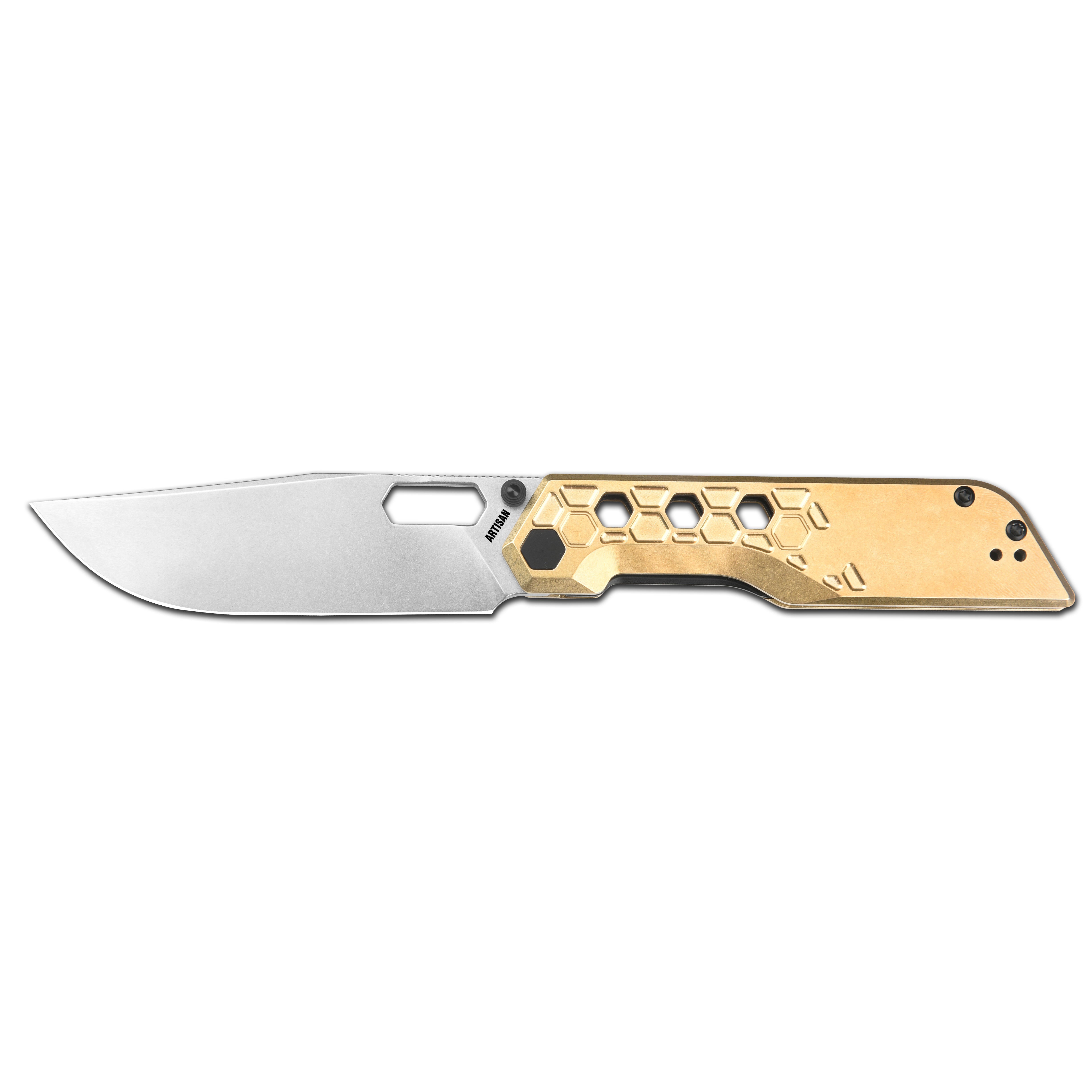Artisan Cutlery Beest ATZ-1878P AR-RPM9 Blade Brass Handle Folding Knives