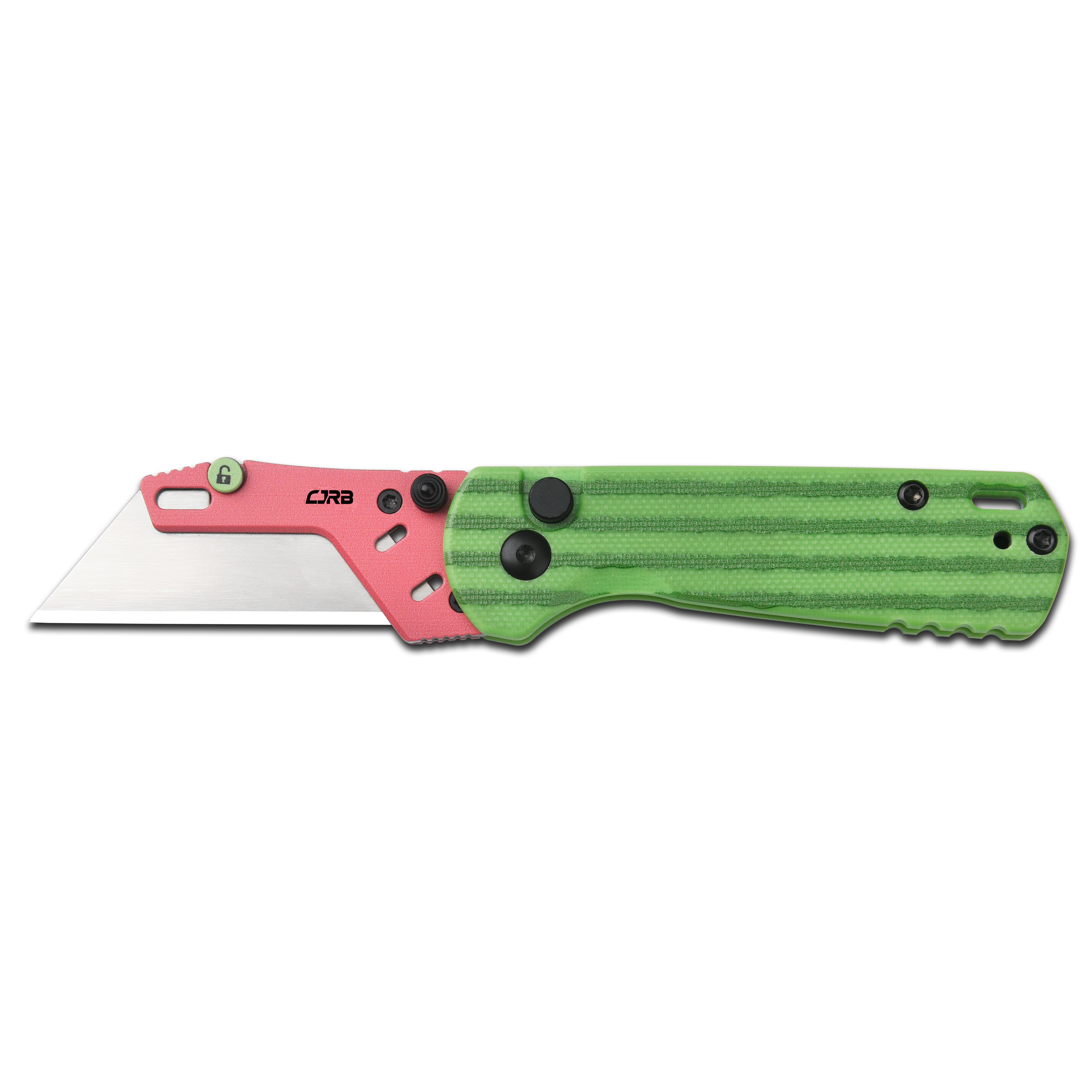CJRB Boxer J1967 G10 Handle Folding Utility Knife, with 10 Extra Blades (Green Watermelon)