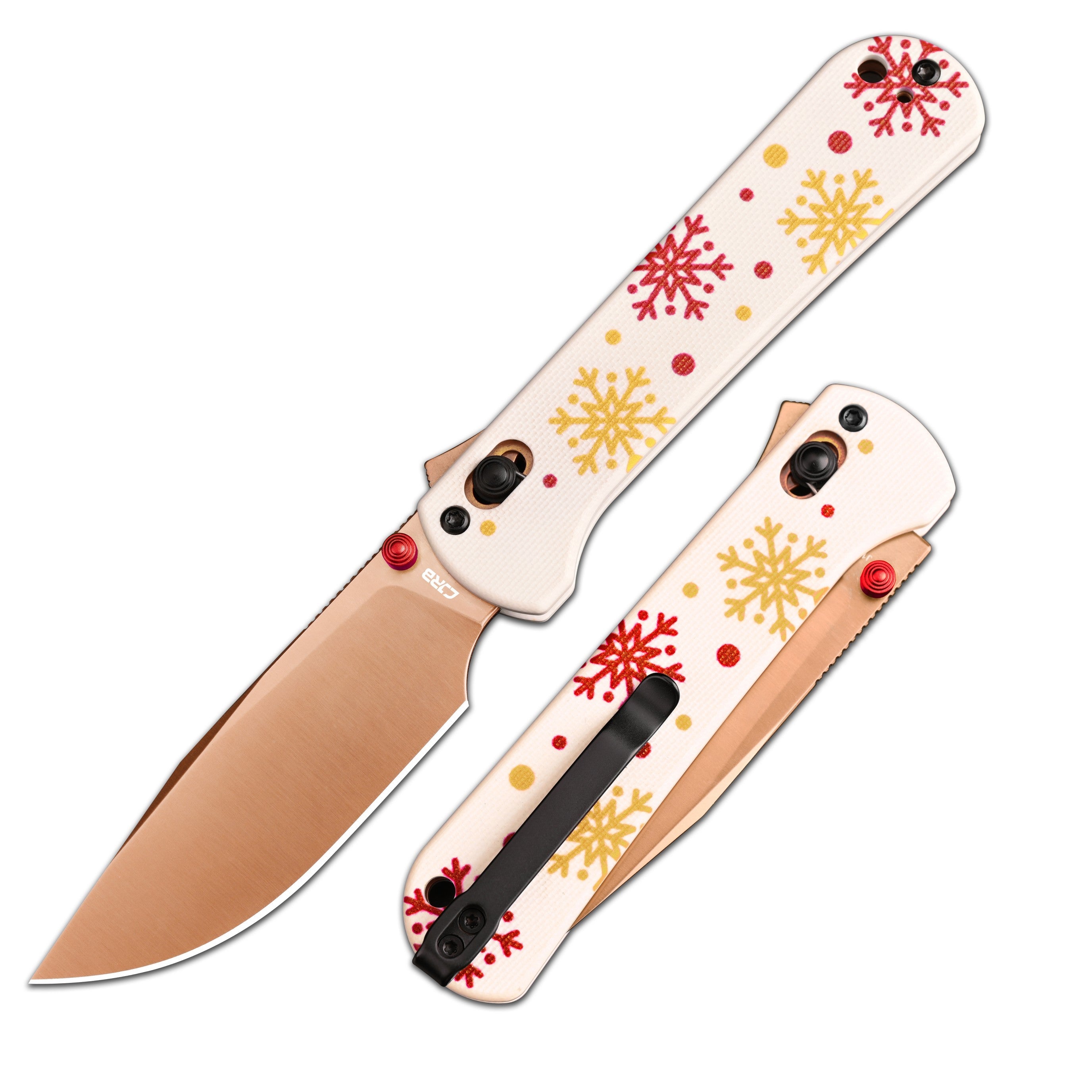 CJRB Bolt J1960 AR-RPM9 Steel Blade G10 Handle Folding Knives (Holiday Exclusive) - Snowfall (J1960M-WH)