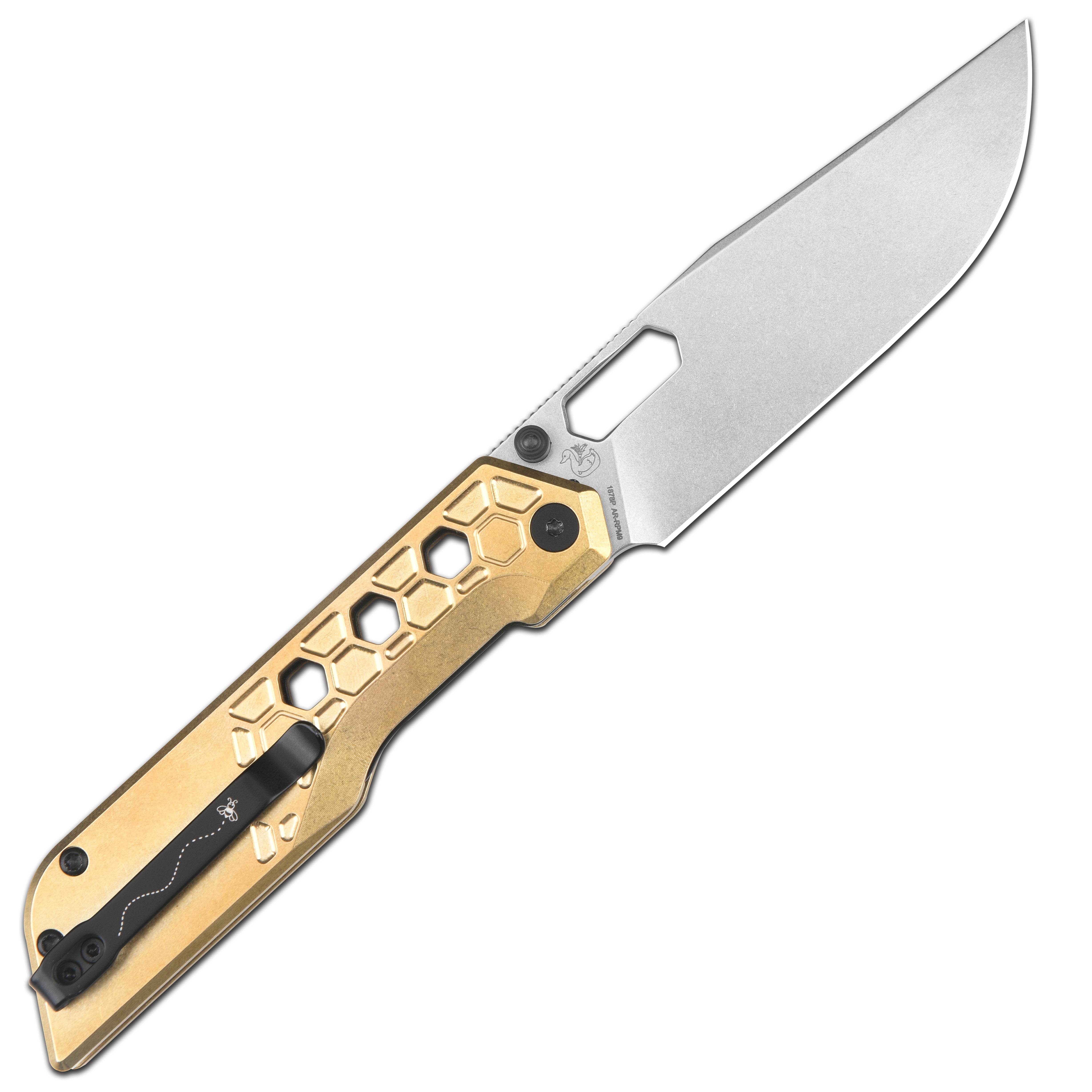 Artisan Cutlery Beest ATZ-1878P AR-RPM9 Blade Brass Handle Folding Knives