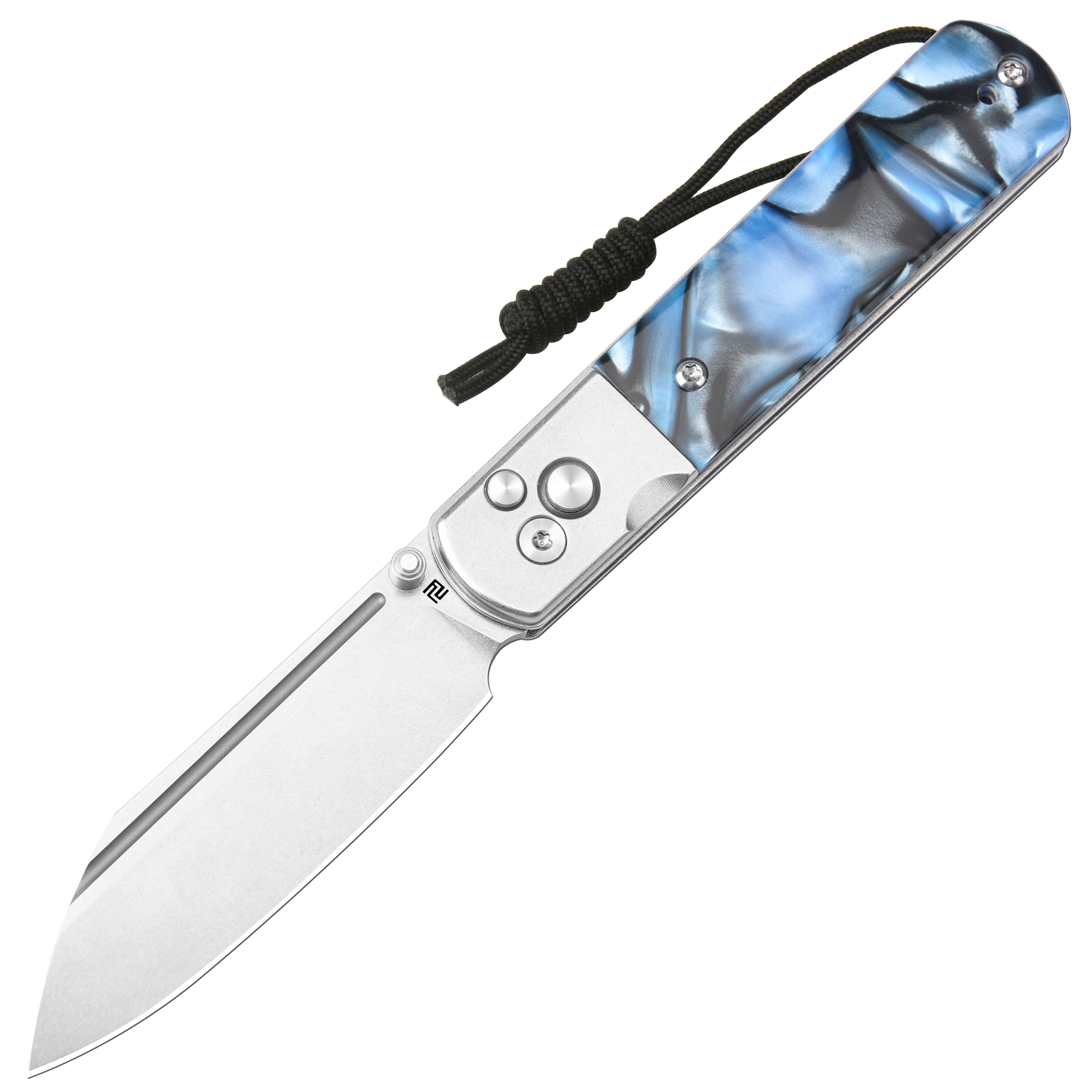Artisan Cutlery Holm 1875P AR-RPM9 Steel Blade Acrylic Handle Folding Knives - Deep Sea Blue Acrylic (1875P-BA)