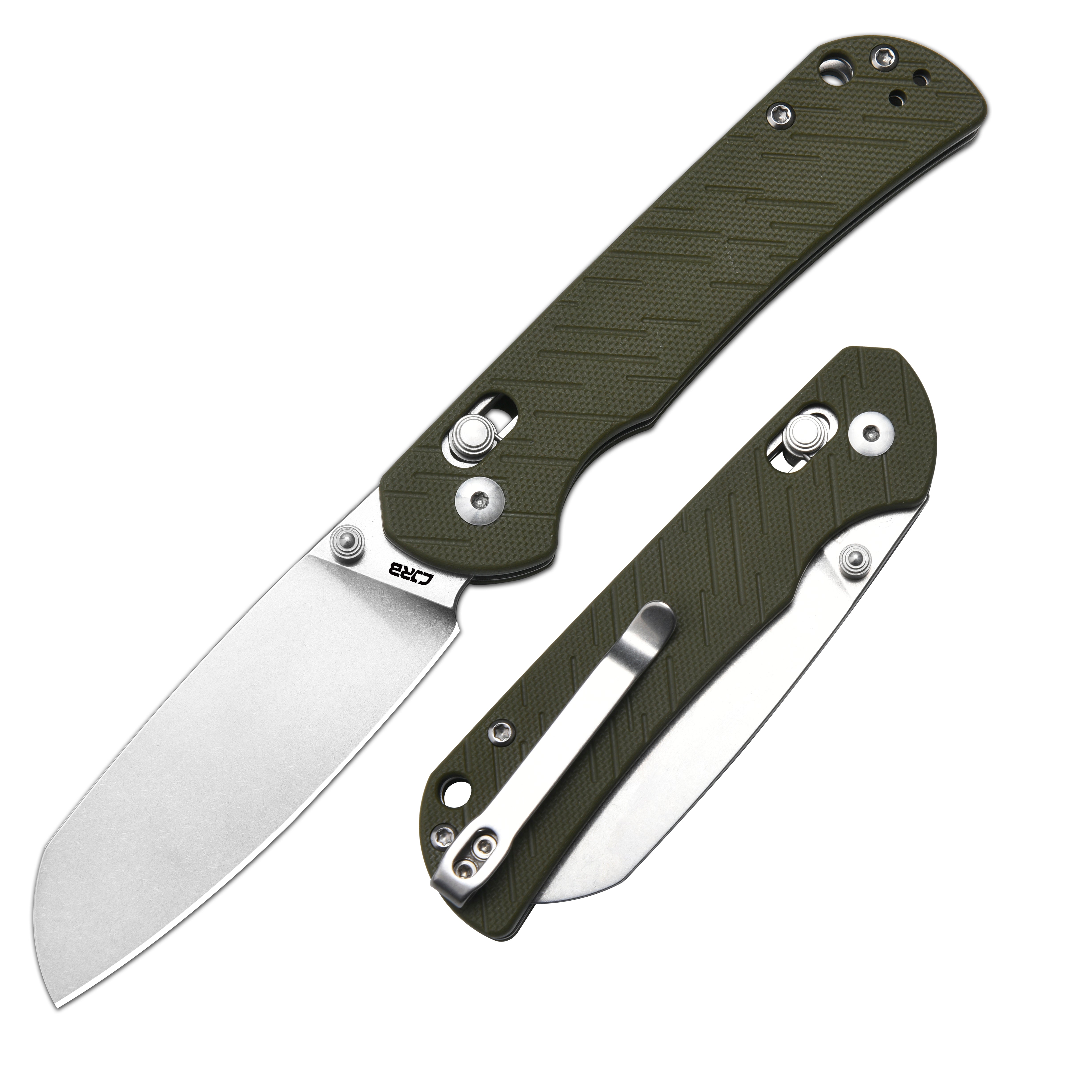 CJRB Lyrid J1953 AR-RPM9 Steel Blade G10 Handle Folding Knives - Stone Wash/Green G10 (J1953-GN)