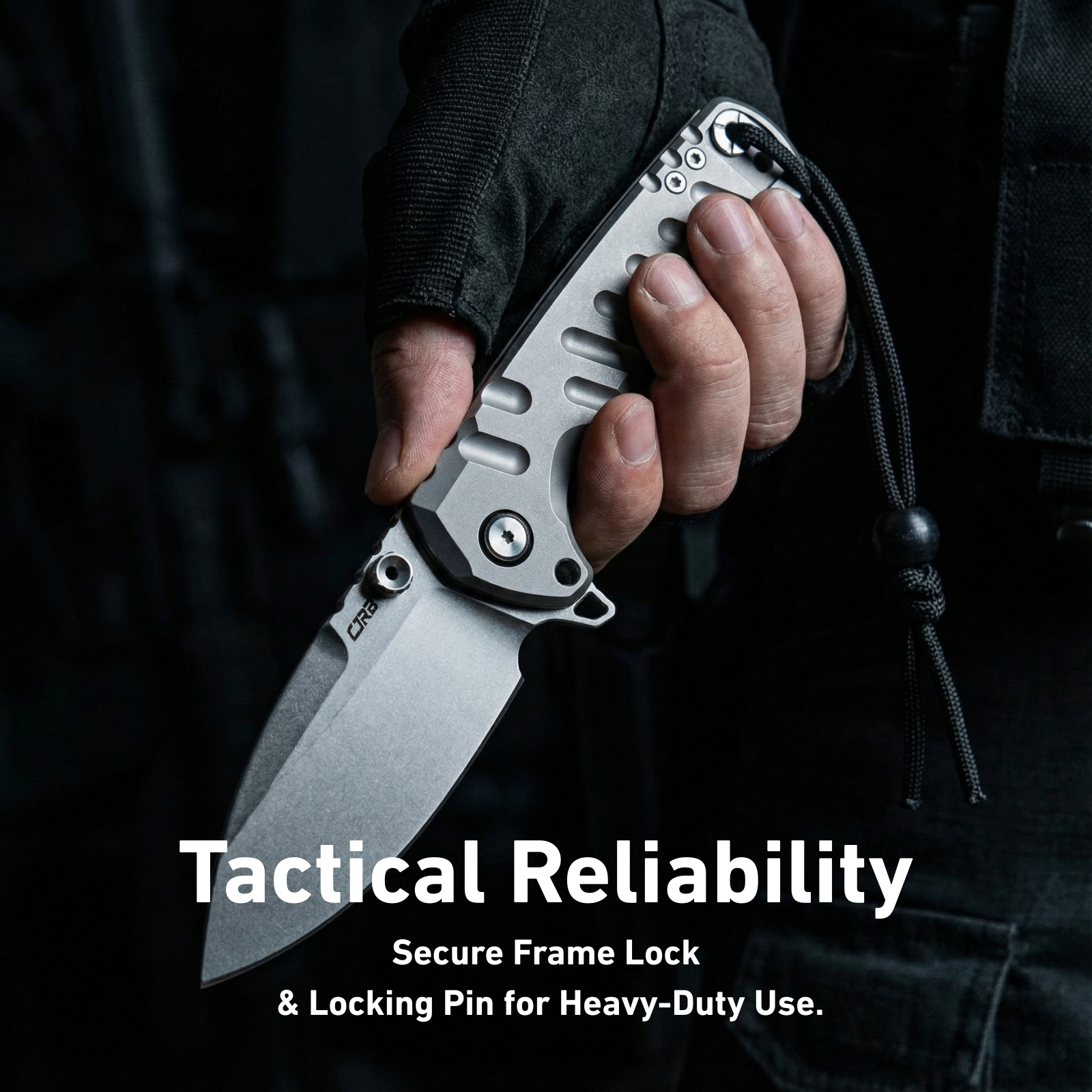 CJRB Tundra Flipper &Thumb Stud & Locking Pin & Frame Lock Tatical Knife Titanium Handle (3.78'' Stone Wash CPM S35VN Blade) J1966G-GY (Limited Edition)