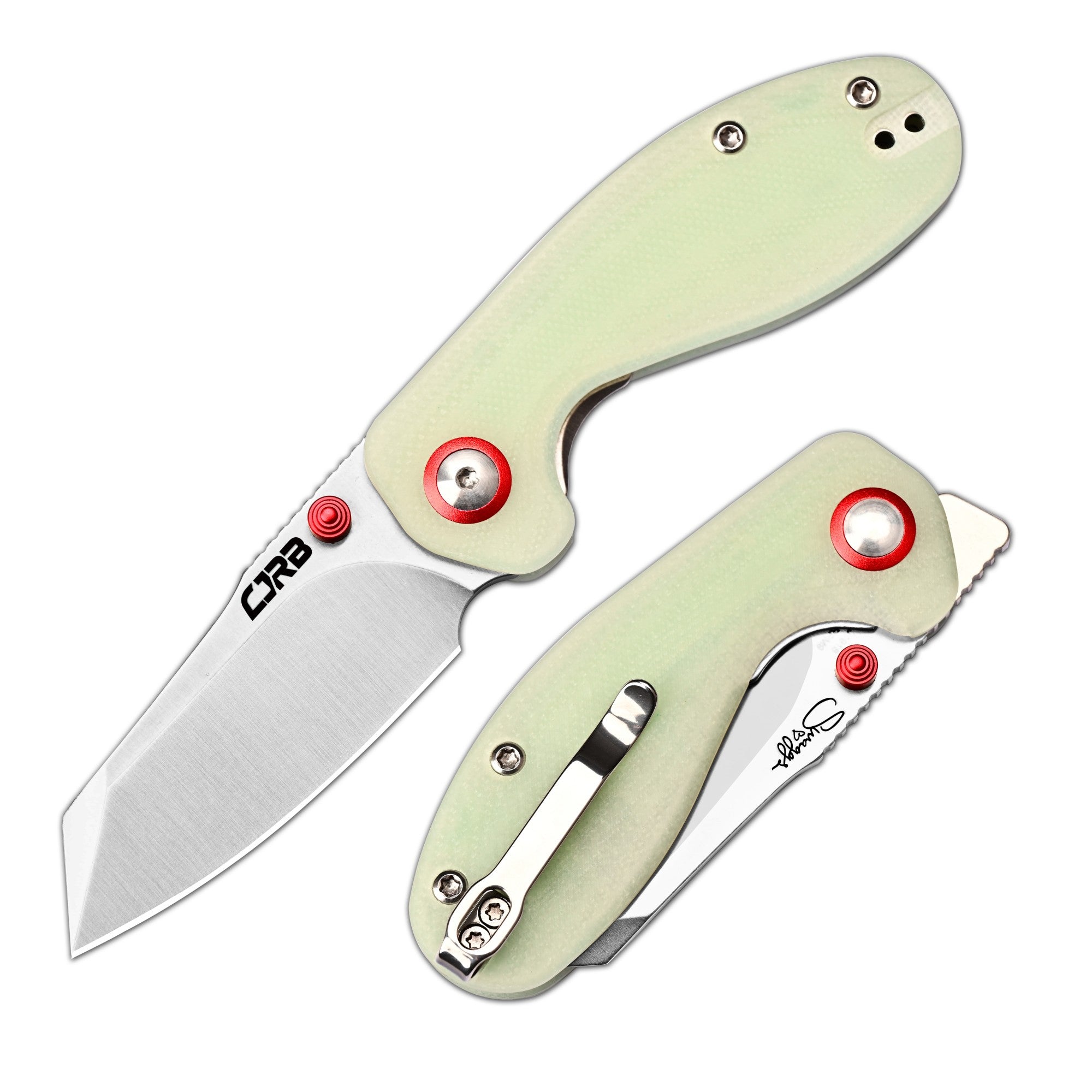 CJRB Maileah Front Flipper & Liner Lock G10(Glow In the Dark) Handle (2.39'' Sand Polish AR-RPM9 Blade) J1918-GD