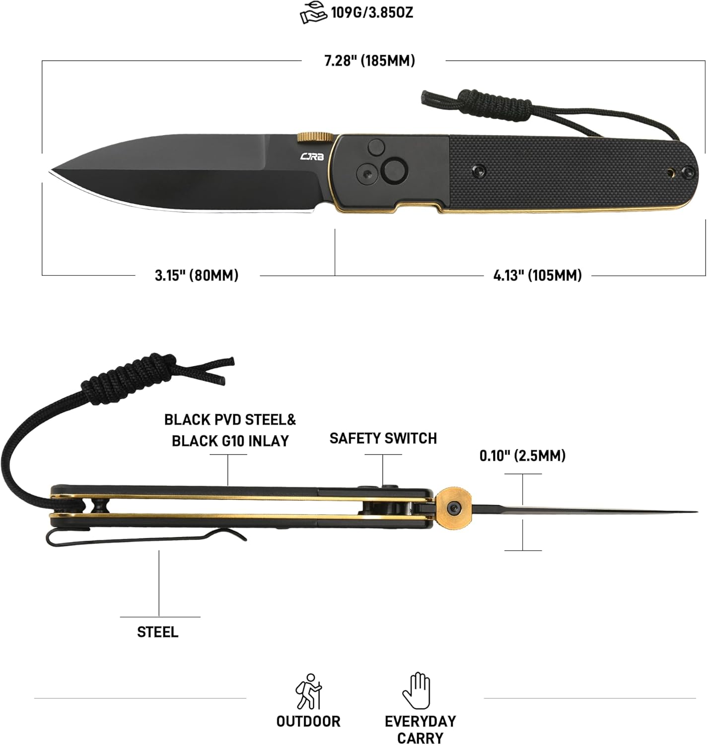 CJRB Locust J1951 AR-RPM9 Blade Steel G10 Handle Folding Knives, J1951-BG