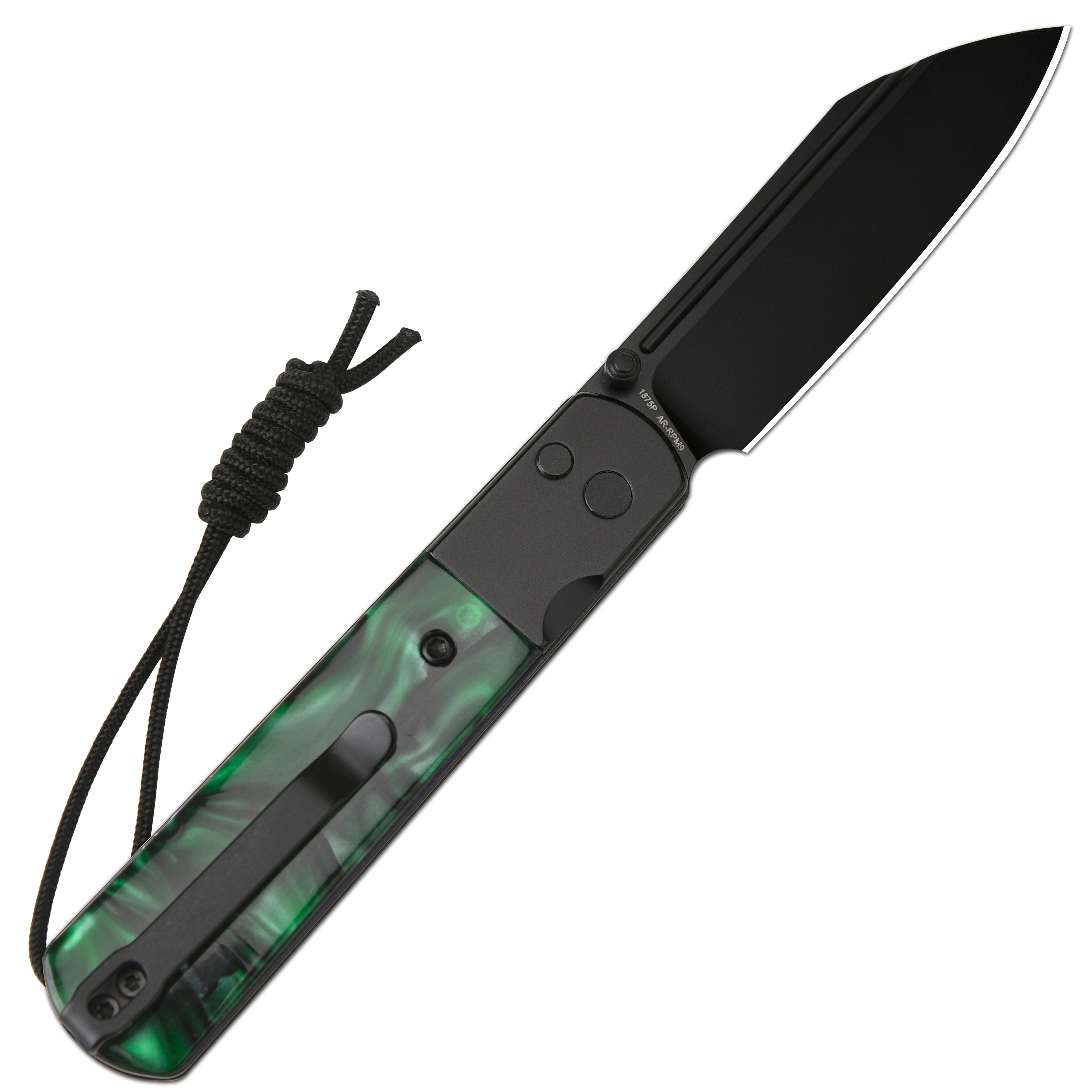Artisan Cutlery Holm 1875P AR-RPM9 Steel Blade Acrylic Handle Folding Knives - Black & Green (1875P-GNA)