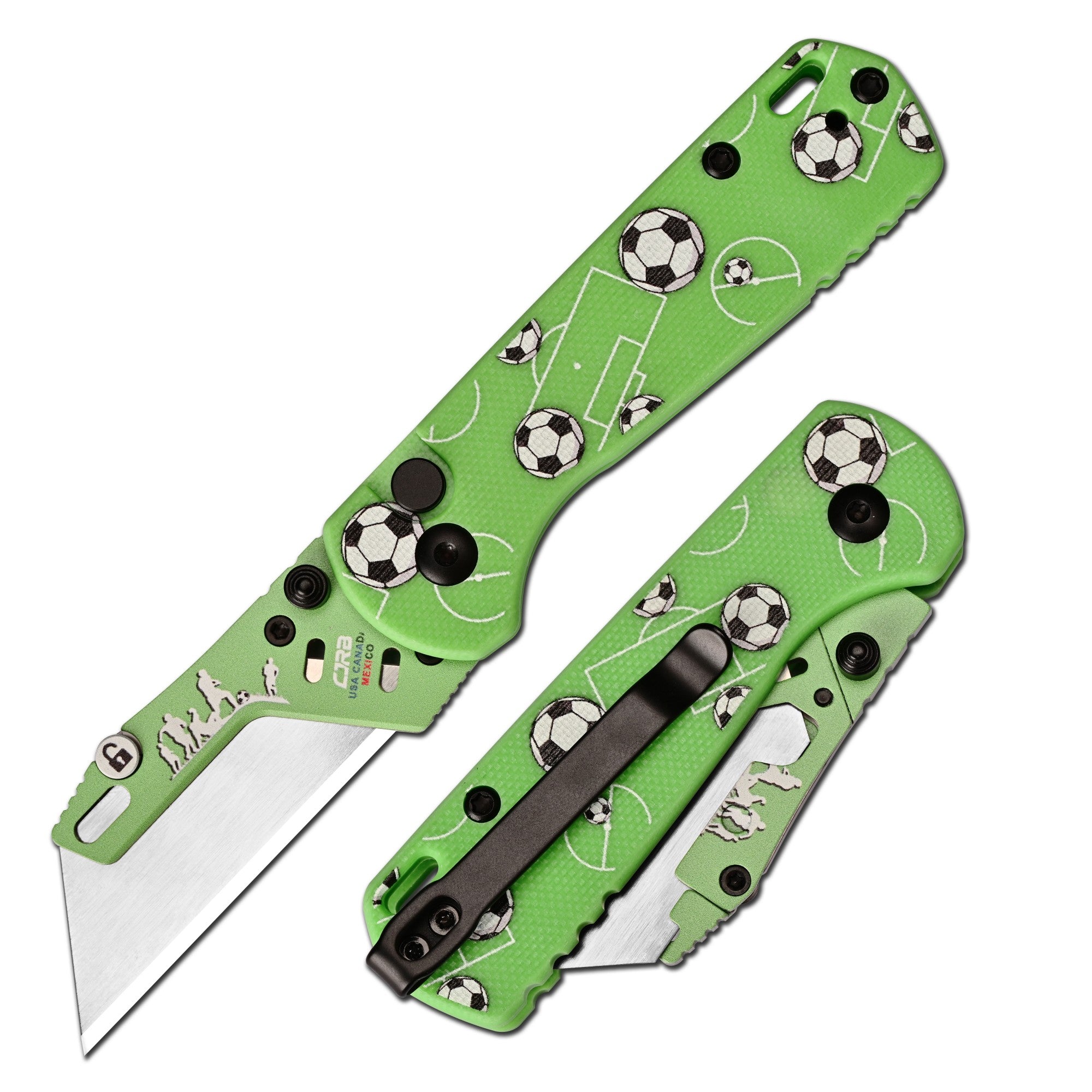 CJRB Boxer J1967 G10 Handle Folding Utility Knife, with 10 Extra Blades, Soccer Field Green Edition (Exclusive) J1967-GWC
