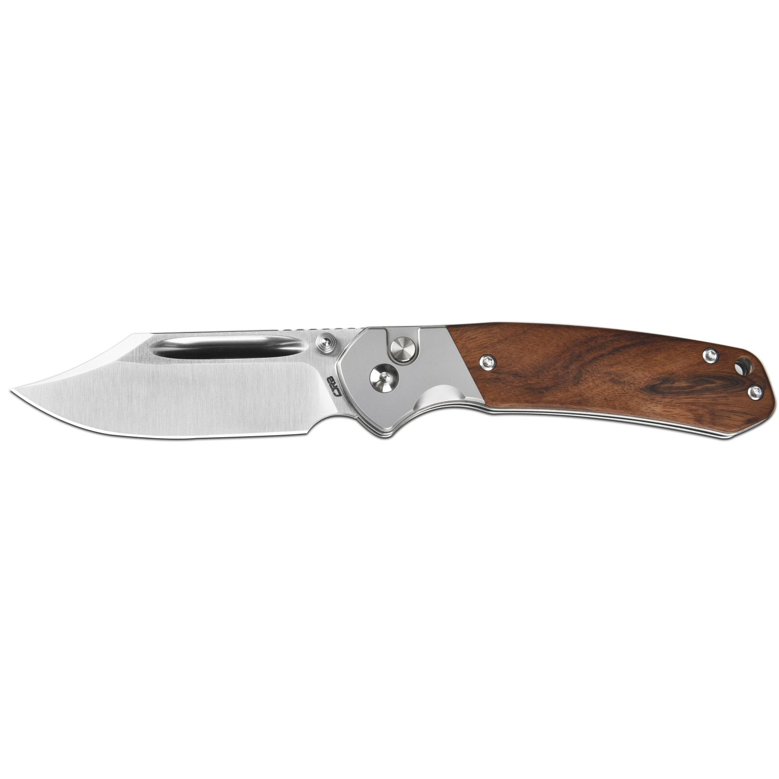 CJRB Bowie Pyrite J1942 AR-RPM9 Steel Blade Wood Handle Folding Knives - Rosewood (J1942-RW)