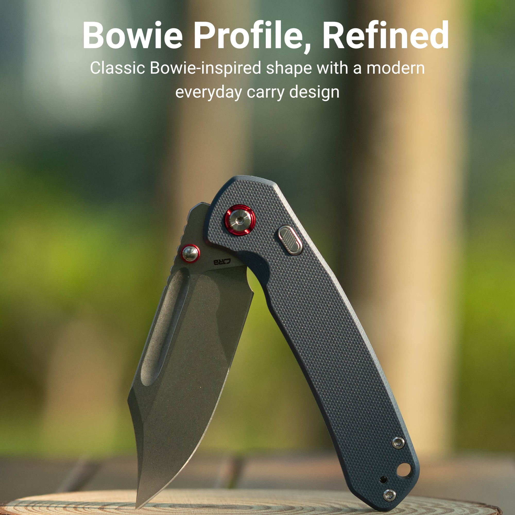 CJRB Bowie Pyrite Thumb Stud & Top Liner Lock Folding Knife Gray G10 Handle (3.35'' AR-RPM9 Steel Stone Wash Blade) J1942X-BU