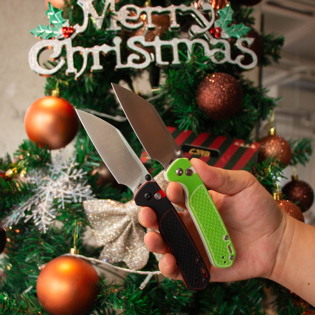 CJRB Pyrite-Light J1945 AR-RPM9 Steel G10 Handle Folding Knives (Holiday Exclusive) - Black&Red G10 (J1945-BRE)