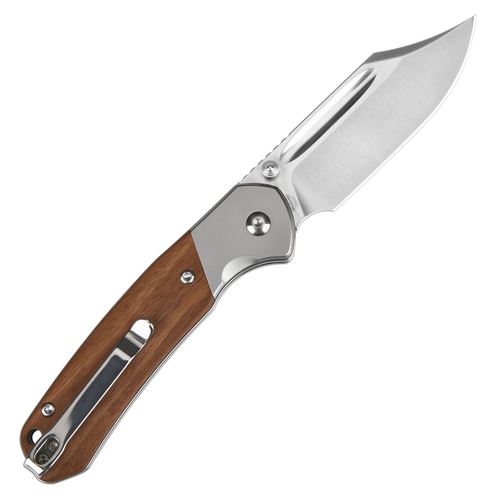 CJRB Bowie Pyrite J1942 AR-RPM9 Steel Blade Wood Handle Folding Knives - Rosewood (J1942-RW)
