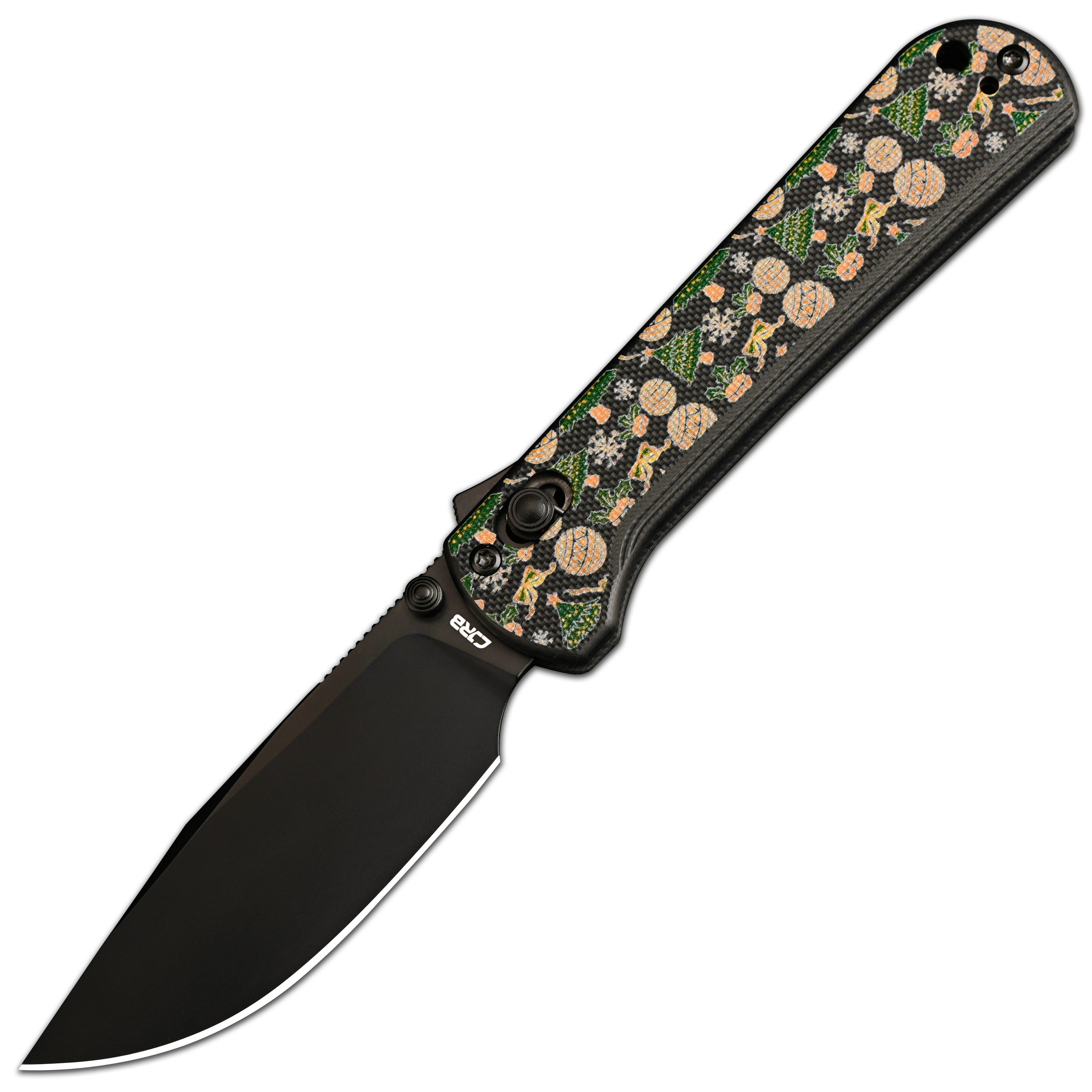 CJRB Bolt J1960 AR-RPM9 Steel Blade G10 Handle Folding Knives (Holiday Exclusive) - Decked Halls (J1960M-BBK)
