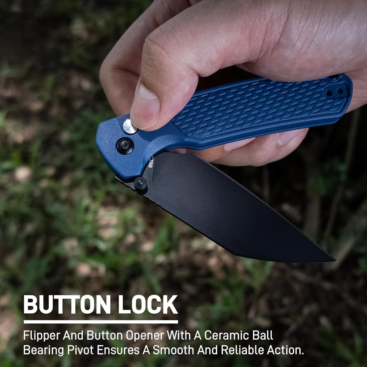 CJRB Pyrite-Light J1945 AR-RPM9 Steel Blade FRN Handle Folding Knives - Blue/Black PVD (J1945-BBU)