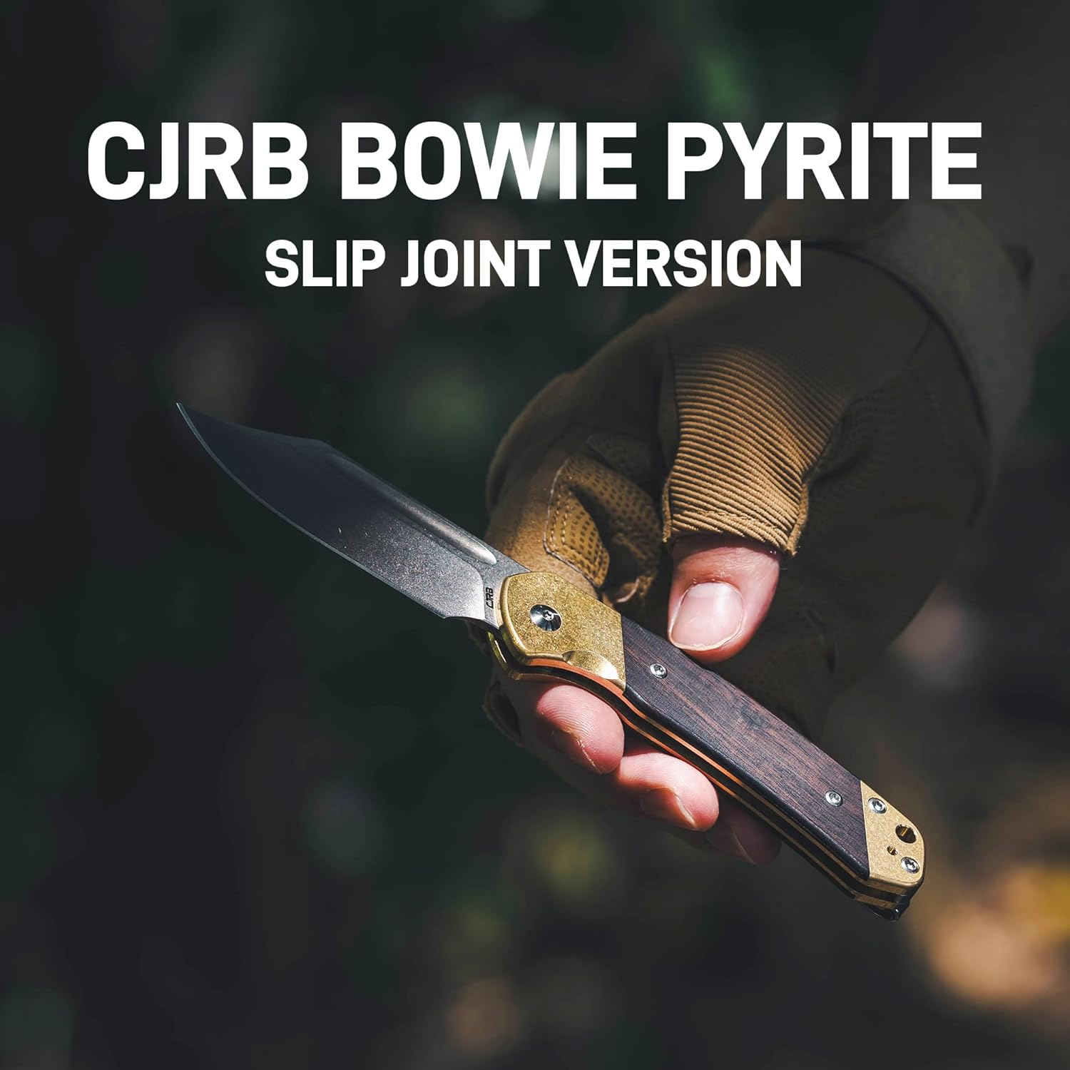 CJRB Bowie Pyrite J1942SJ AR-RPM9 Blade Brass and Wood Handle Folding Knife