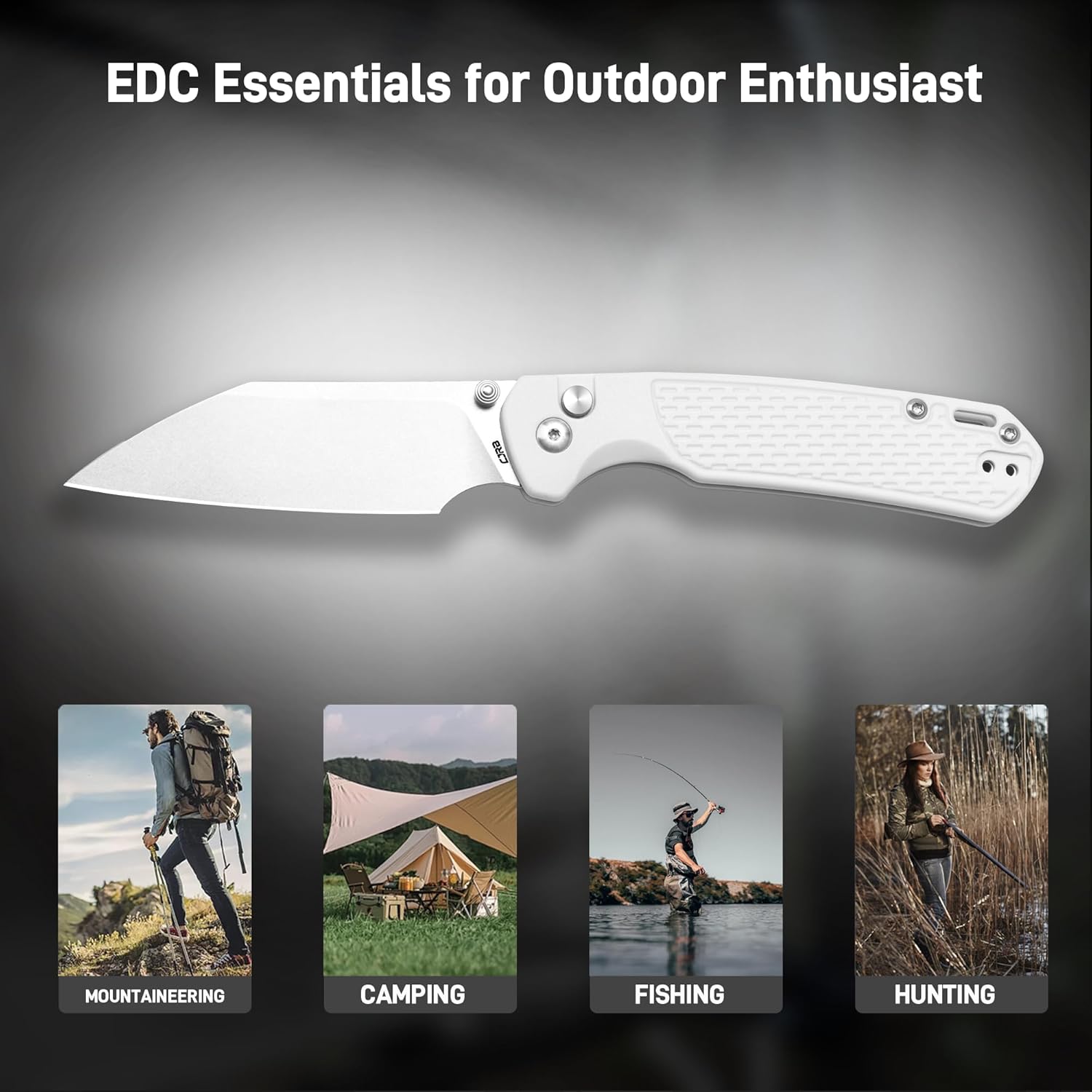 CJRB Pyrite-Light J1945 CPM S90V Steel Light Grey FRN Handle Folding Knives