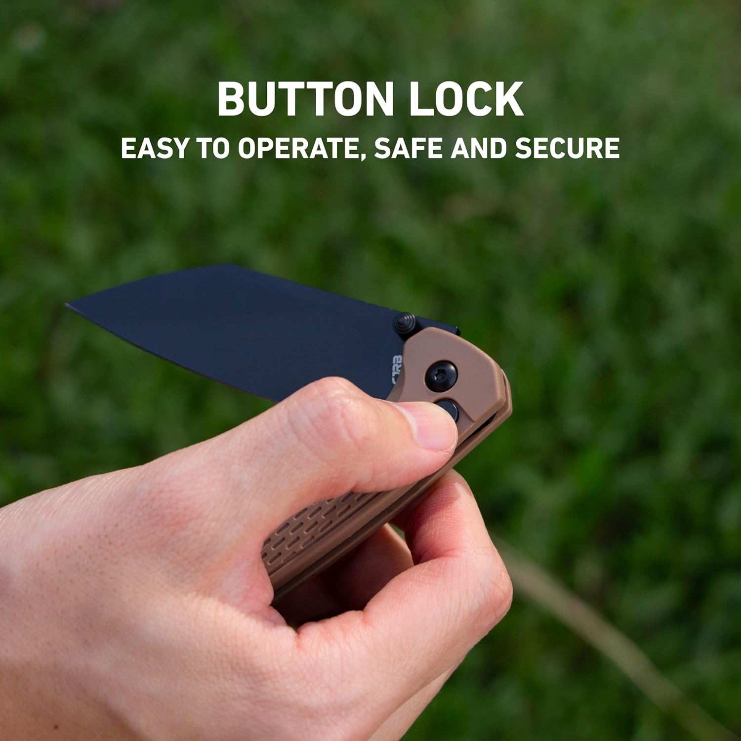 CJRB Pyrite-Light J1945 AR-SFII Steel FRN Handle Folding Knives - Brown FRN Handle/Black PVD Blade (J1945-BBN)