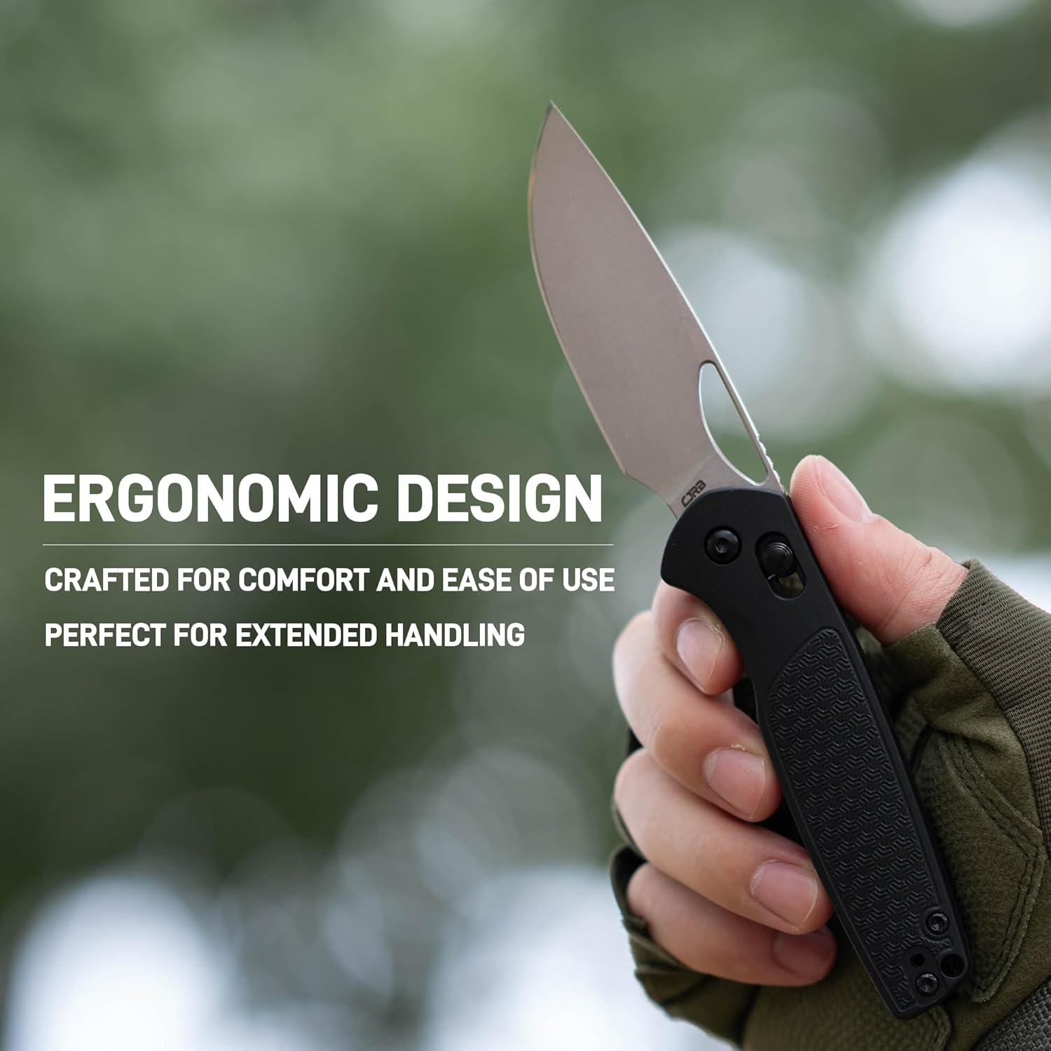 CJRB Acacia J1952 AR-RPM9 Blade Steel FRN Handle Folding Knives - Stone Wash Blade/Black FRN Handle (J1952-BK)