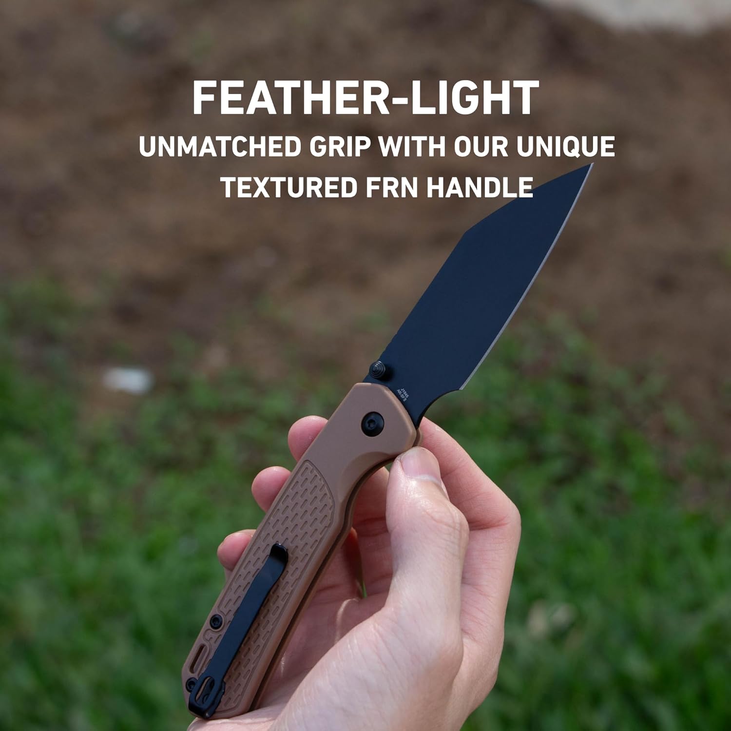 CJRB Pyrite-Light J1945 AR-SFII Steel FRN Handle Folding Knives - Brown FRN Handle/Black PVD Blade (J1945-BBN)