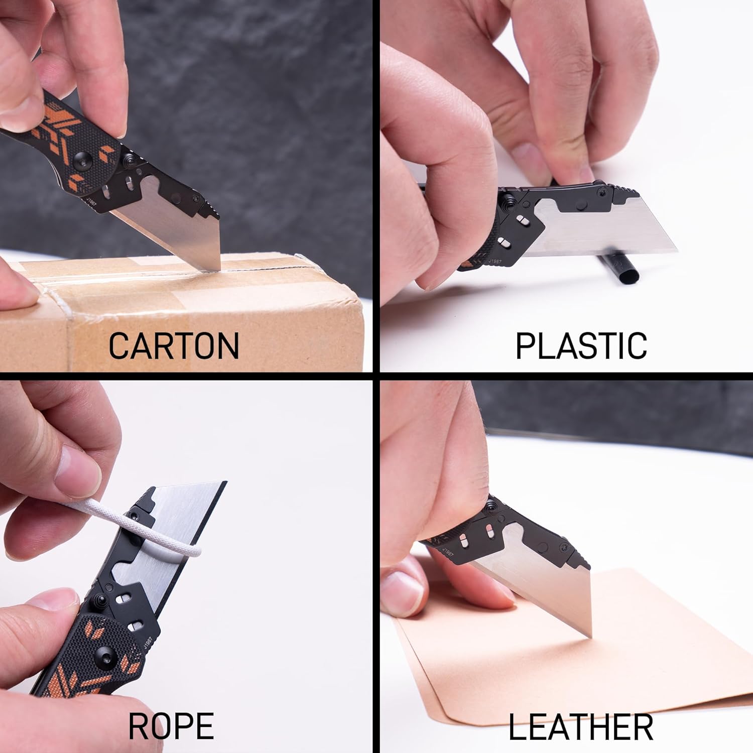 CJRB Boxer J1967 G10 Handle Folding Utility Knife, with 10 Extra Blades (Black Mechanical)