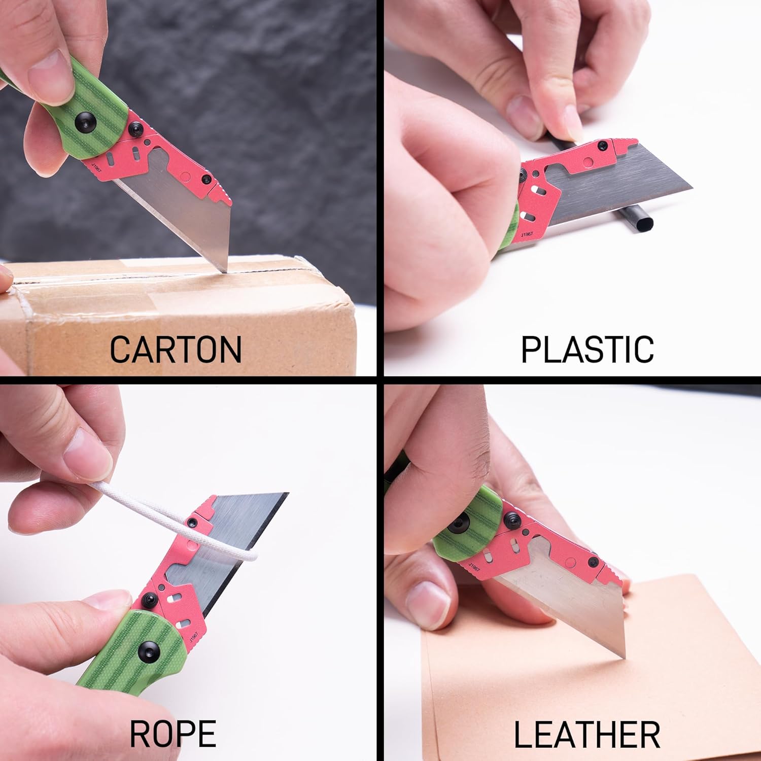 CJRB Boxer J1967 G10 Handle Folding Utility Knife, with 10 Extra Blades (Green Watermelon)