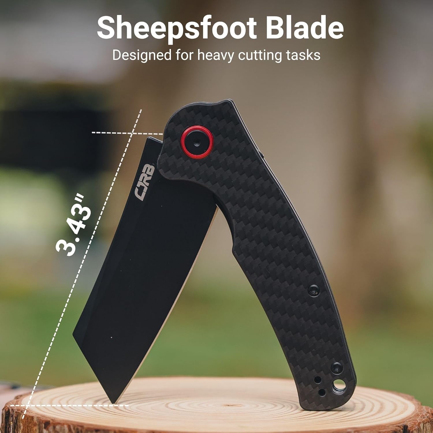 CJRB Crag Flipper & Liner Lock Folding Knife Carbon Fiber Handle (3.43'' AR-RPM9 Steel Black PVD Coating Blade) J1904-CF