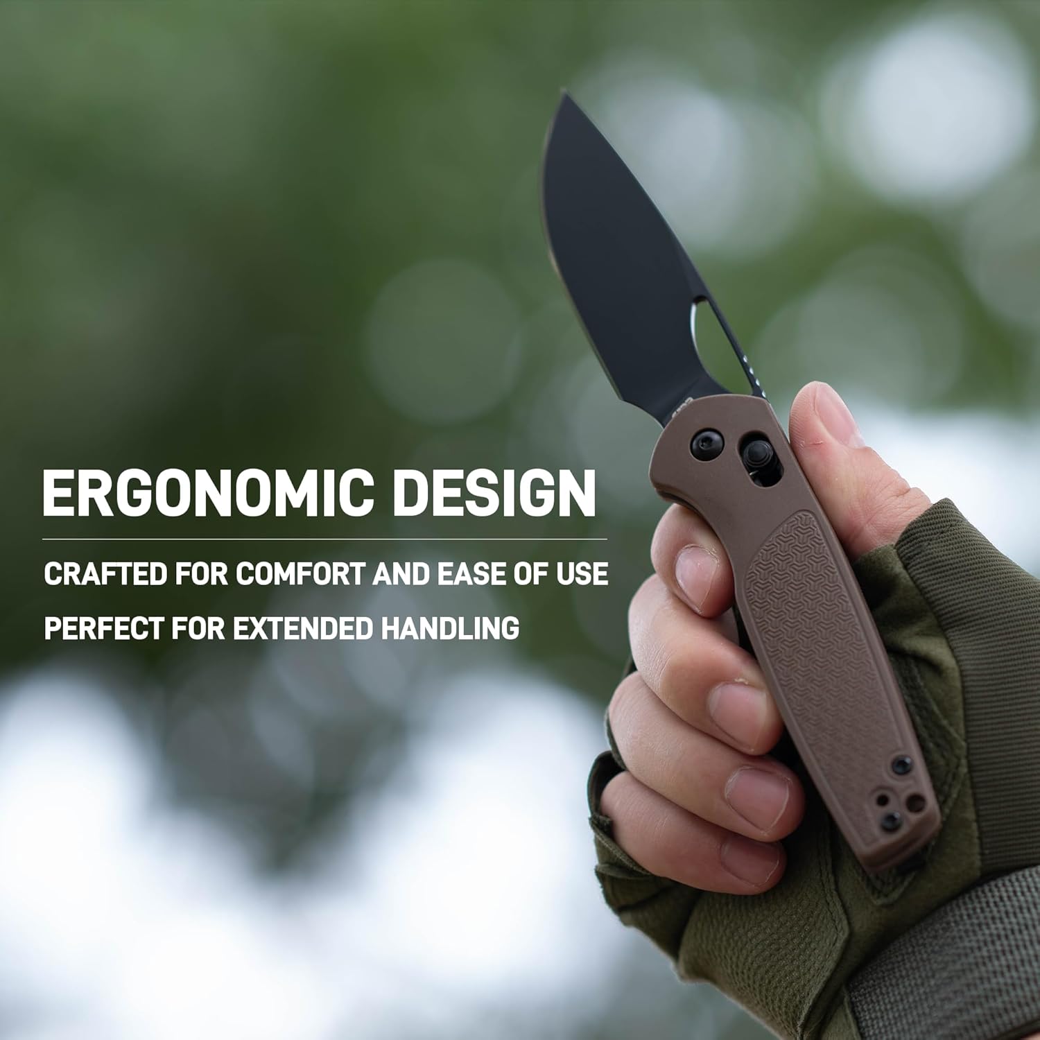 CJRB Acacia J1952 AR-RPM9 Blade Steel FRN Handle Folding Knives - Black PVD Blade/Brown FRN Handle (J1952-BBN)