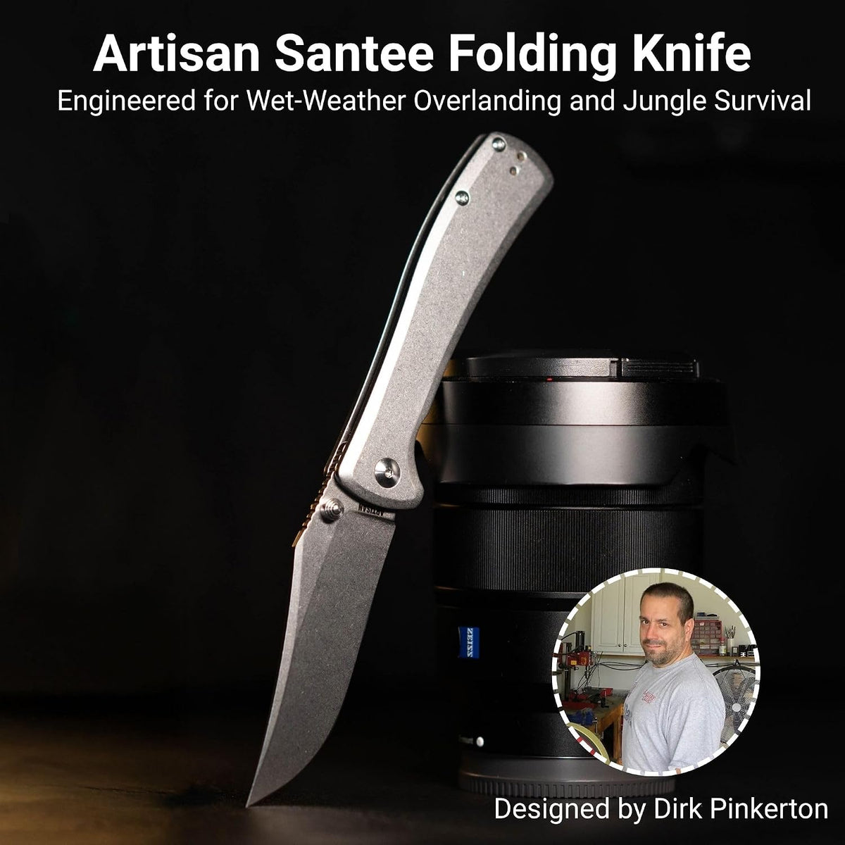 Artisan Cutlery Santee Thumb Stud & Frame Lock Folding Knife Steel Handle (3.54'' N690 Steel Stone Wash Blade) 1888P-ST