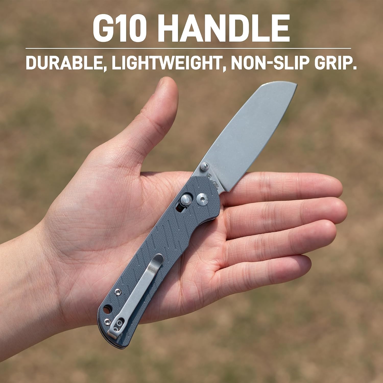 CJRB Lyrid Front Flipper & Crossbar Lock Folding Knife Gray G10 Handle (3.15'' Stone Wash AR-RPM9 Steel Blade) J1953-GY