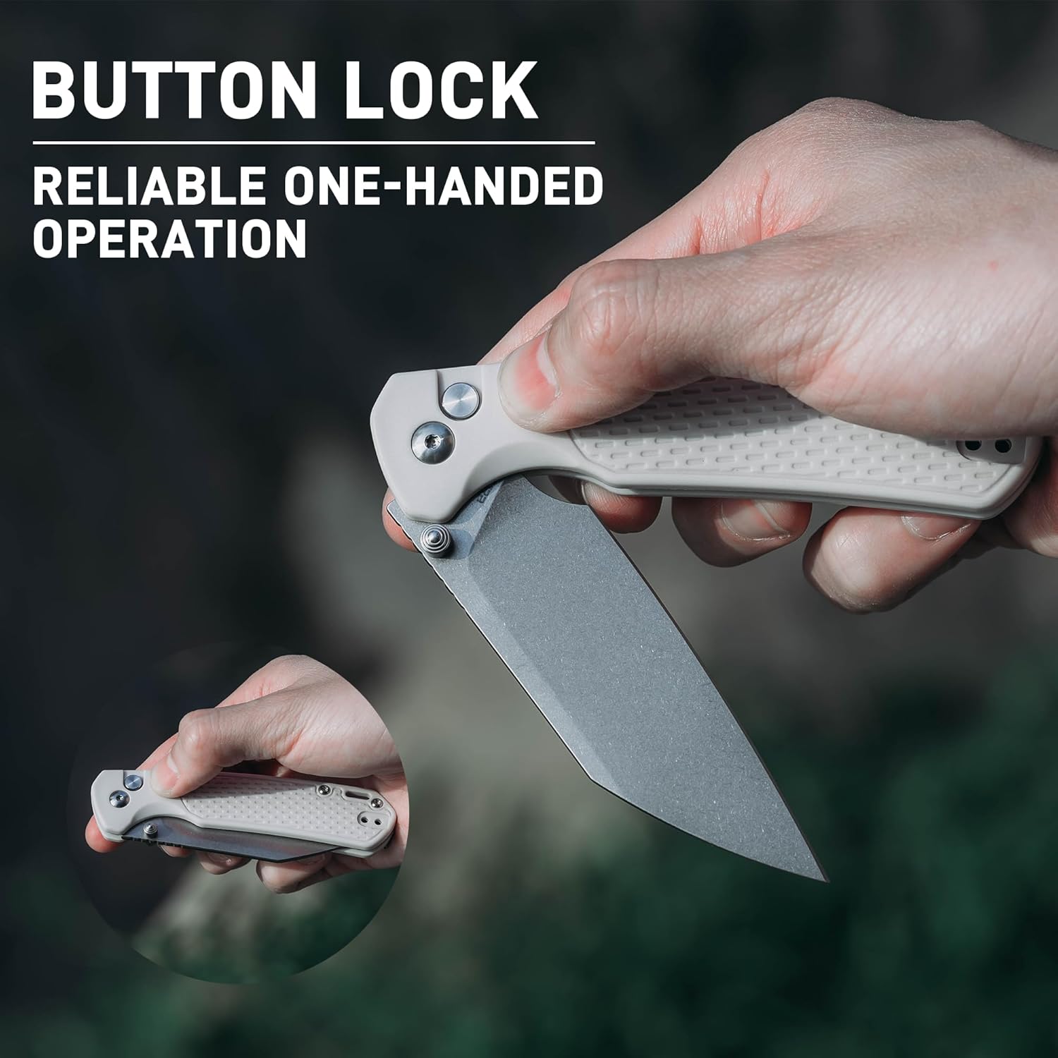 CJRB Pyrite-Light J1945 CPM S90V Steel Light Grey FRN Handle Folding Knives