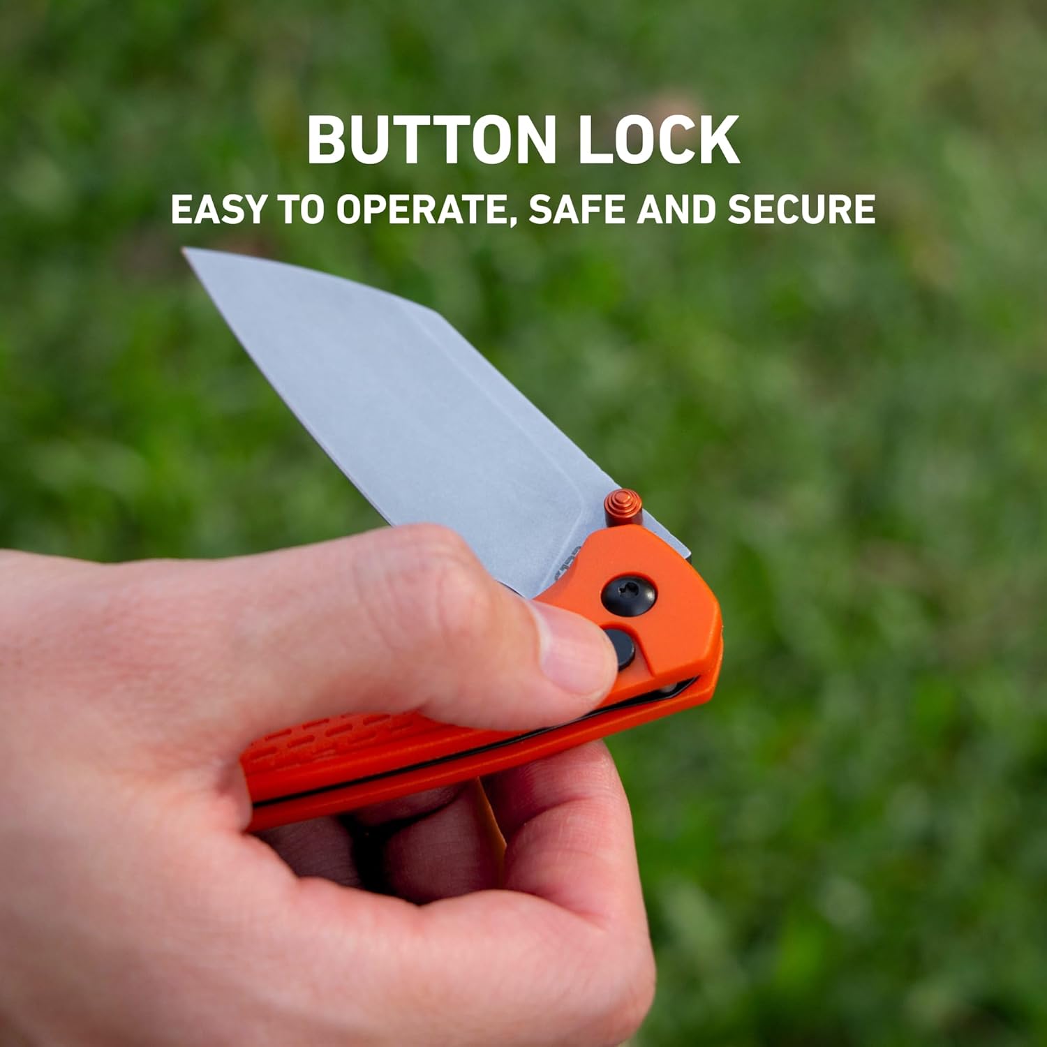 CJRB Pyrite-Light J1945 AR-SFII Steel FRN Handle Folding Knives - Orange FRN Handle/Stone Washed Blade (J1945-OE)