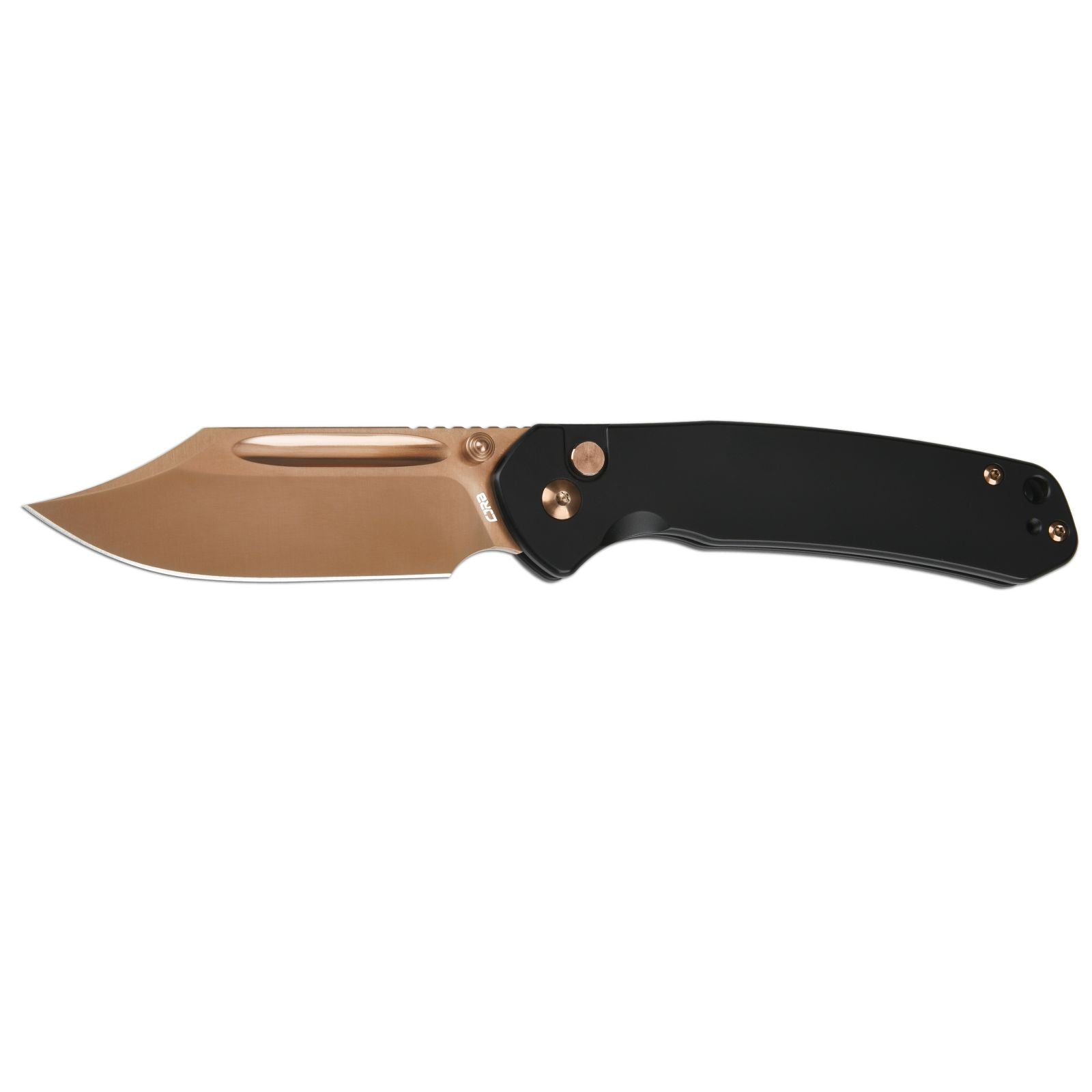 CJRB Bowie Pyrite J1942 AR-RPM9 Steel Rose Gold Blade Steel Handle Folding Knives