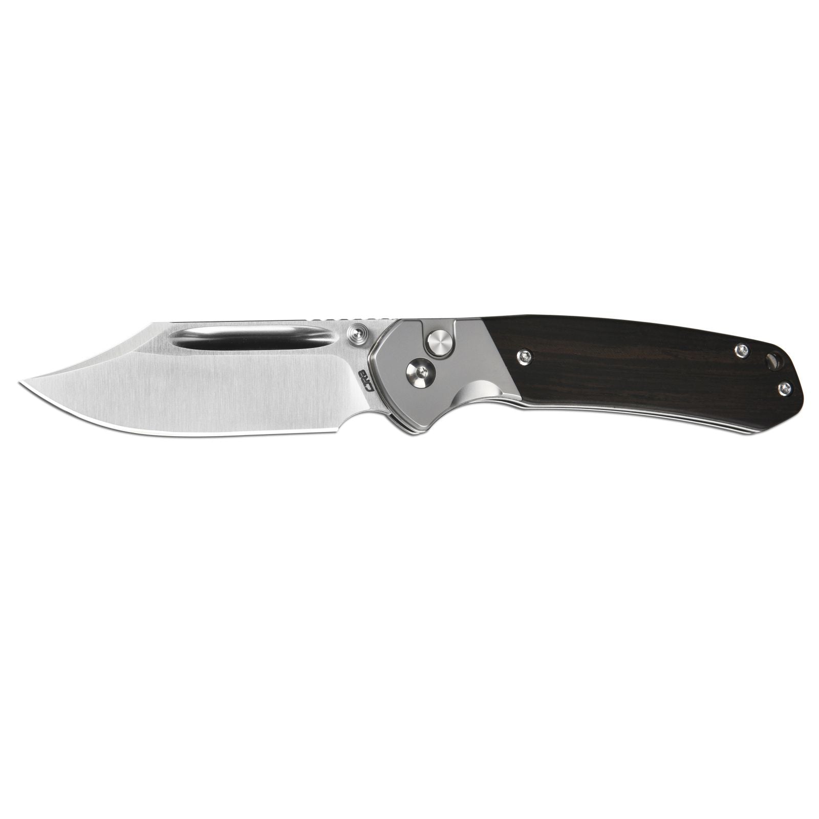 CJRB Bowie Pyrite J1942 AR-RPM9 Steel Blade Wood Handle Folding Knives - Ebony (J1942-EBN)