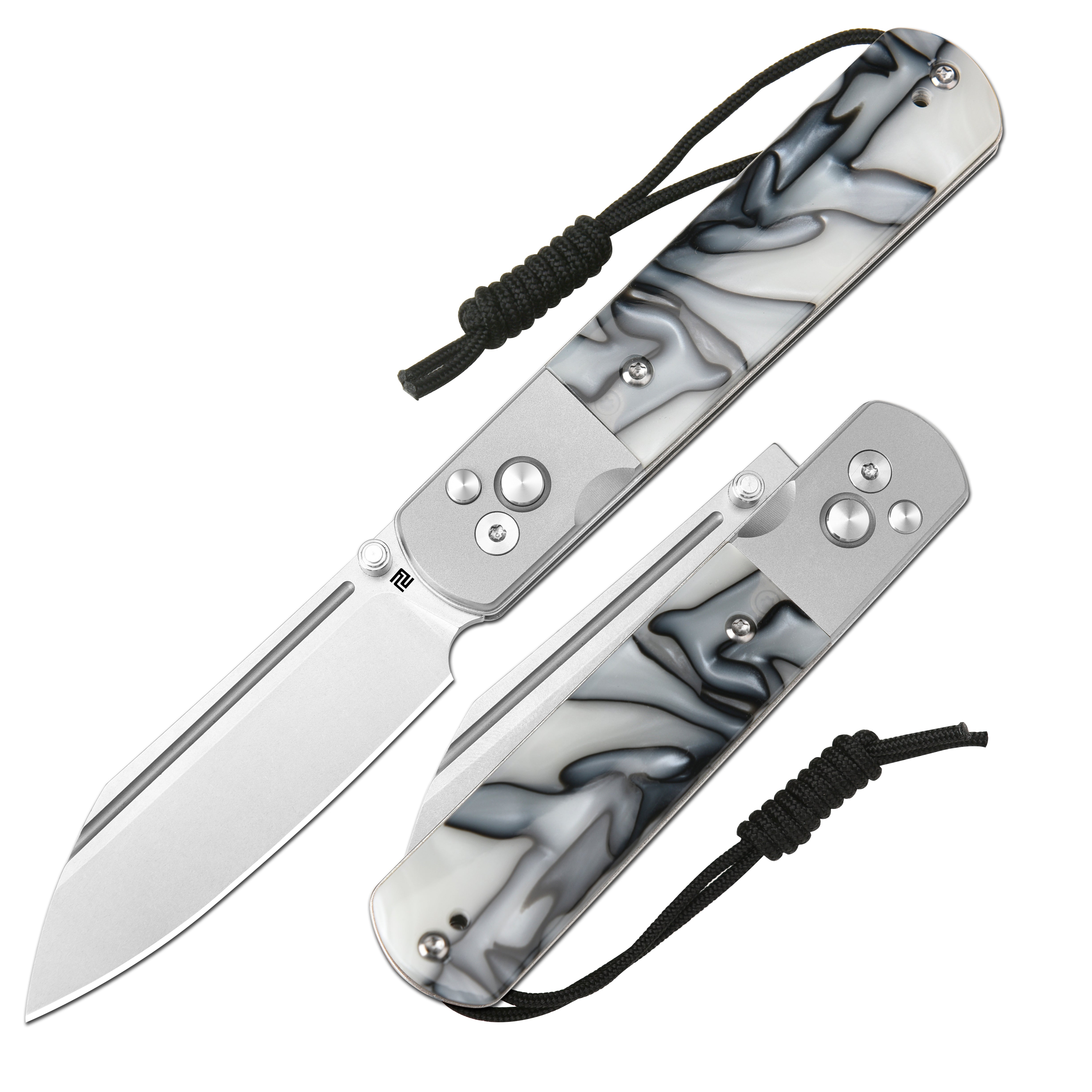 Artisan Cutlery Holm 1875P AR-RPM9 Steel Blade Acrylic Handle Folding Knives - Blade & White (1875P-WHA)