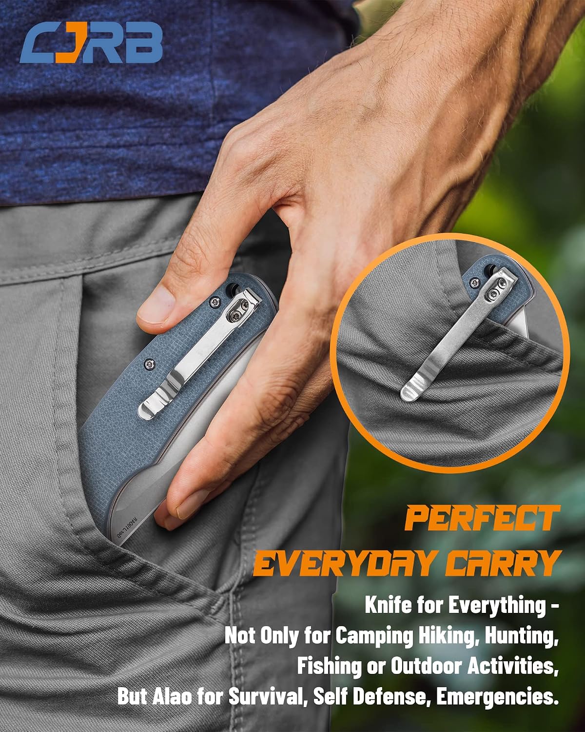 CJRB Crag Thumb Stud & Recoil Lock Folding Knife Gray G10 Handle (3.43'' Stone Wash AR-RPM9 Steel Blade) J1904R-GYF