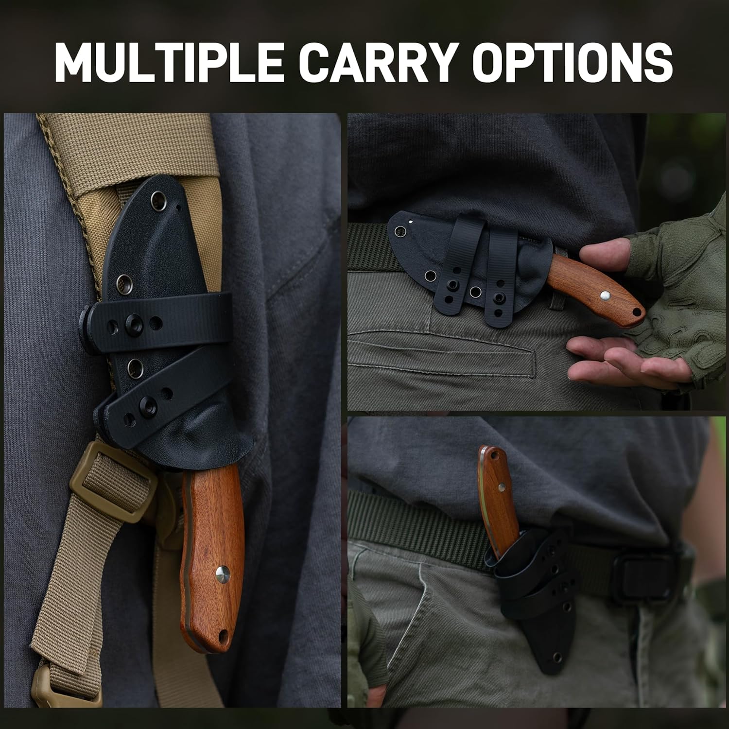 CJRB Mutt J1958 AR-RPM9 Steel Blade Fixed Blade Knives - Wood (J1958-WD)