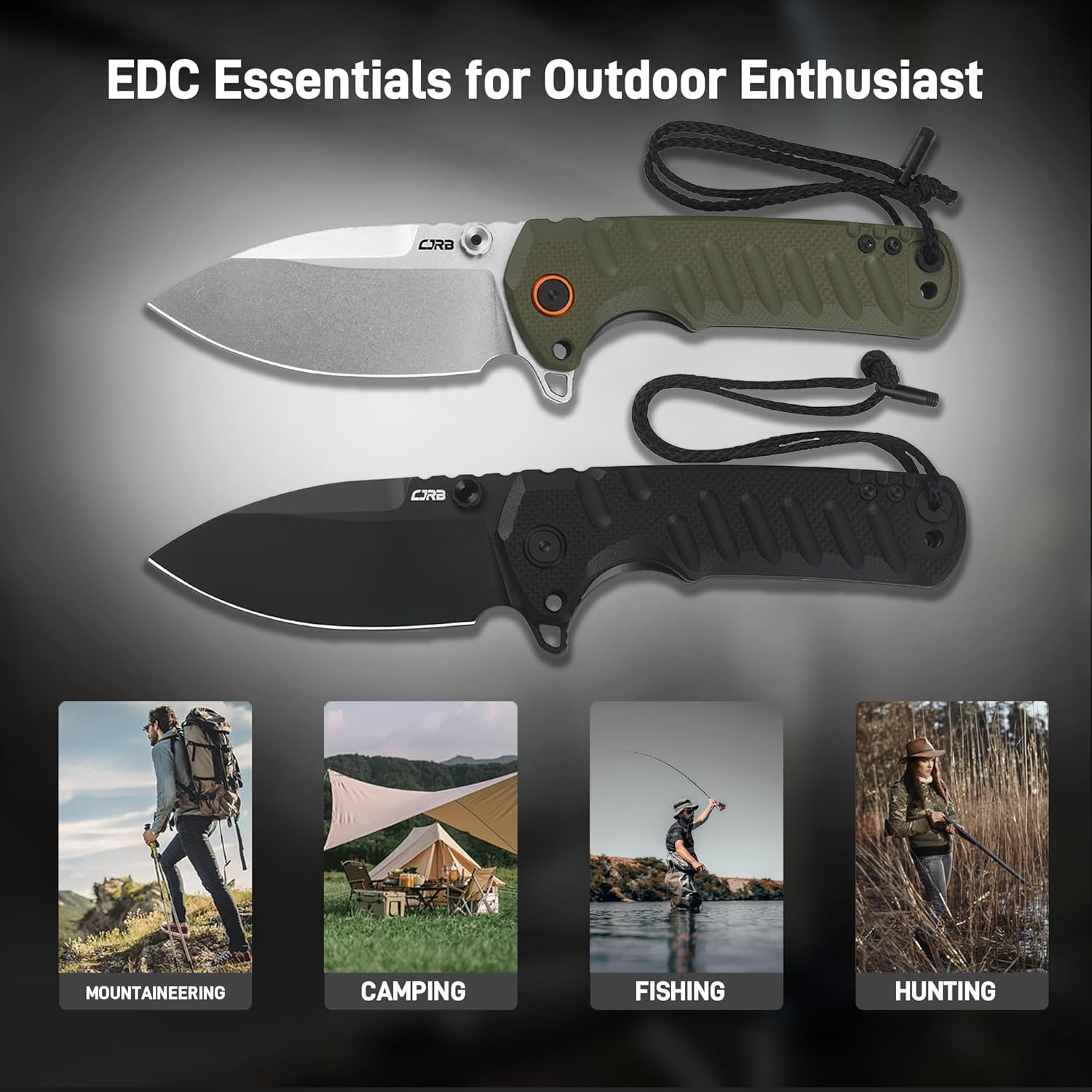 CJRB Tundra J1966 D2 Steel Blade Green G10 Handle Folding Knives