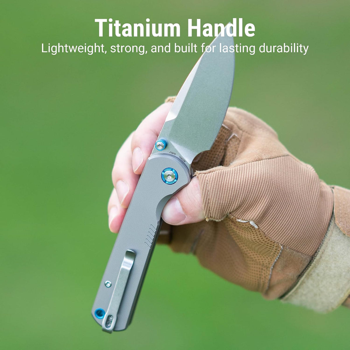 CJRB Latitude Thumb Stud & Top Liner Lock Folding Knife Titanium Handle (3.47'' Stone Wash 154CM Blade) J1975G-GY (Exclusive)