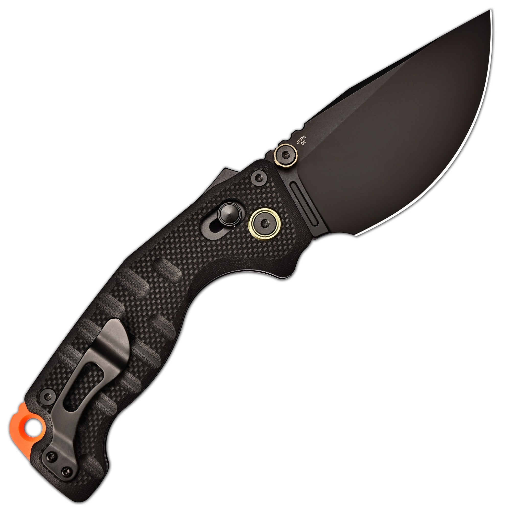 CJRB Doubletap Thumb Stud & Recoil Lock V2 Tatical Knife Black G10 Handle(3.86'' D2 Black PVD Coating Blade) J1970-BBK