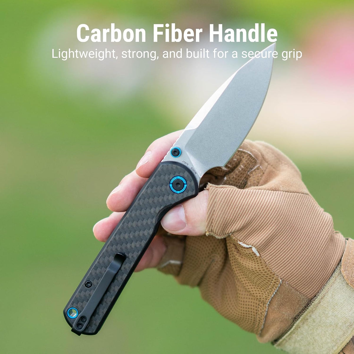 CJRB Latitude Thumb Stud & Top Liner Lock Folding Knife Carbon Fiber Handle (3.47'' Stone Wash CPM S35VN Blade) J1975-CF (Exclusive)
