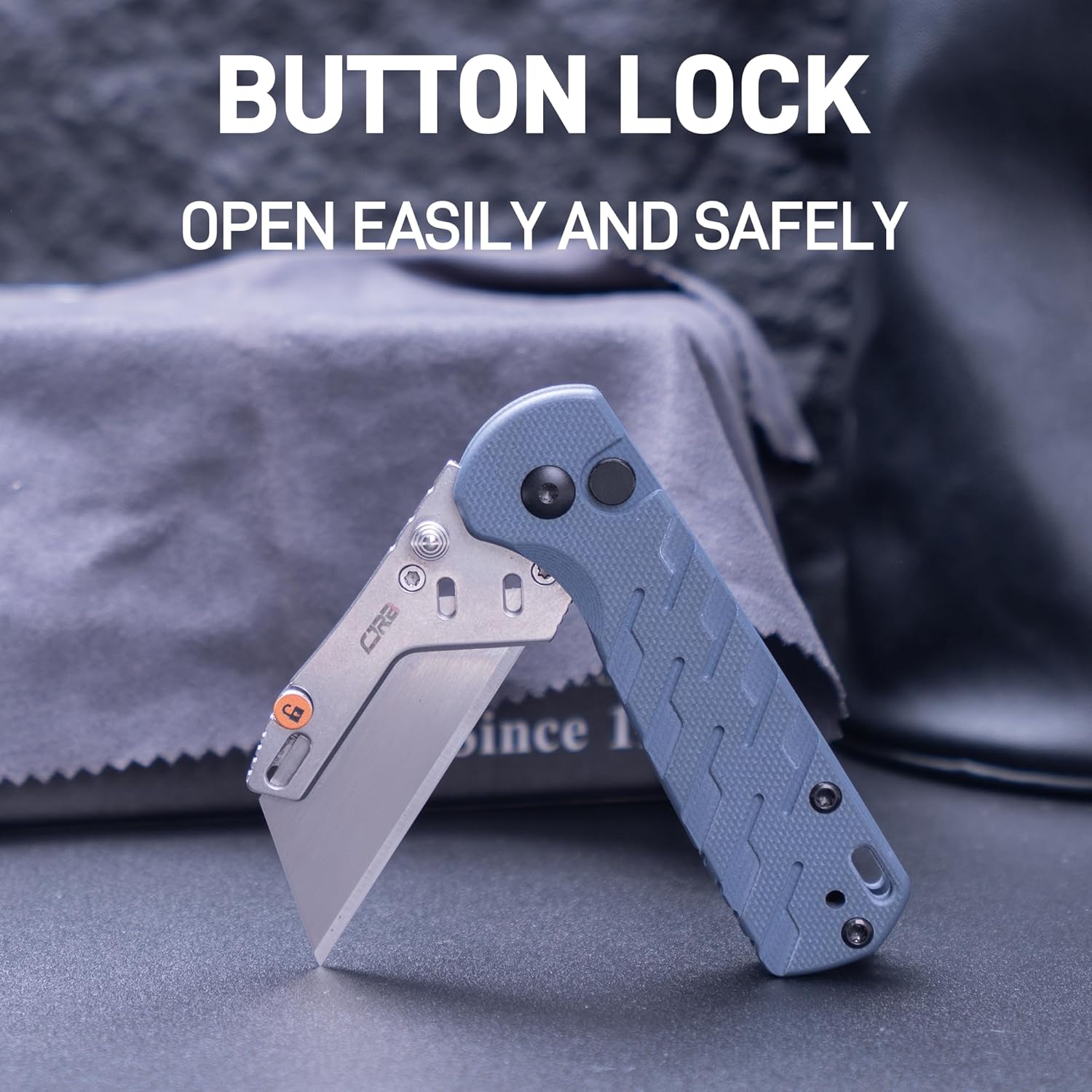 CJRB Boxer J1967 G10 Handle Folding Utility Knife, with 10 Extra Blades (Blue Ripple)