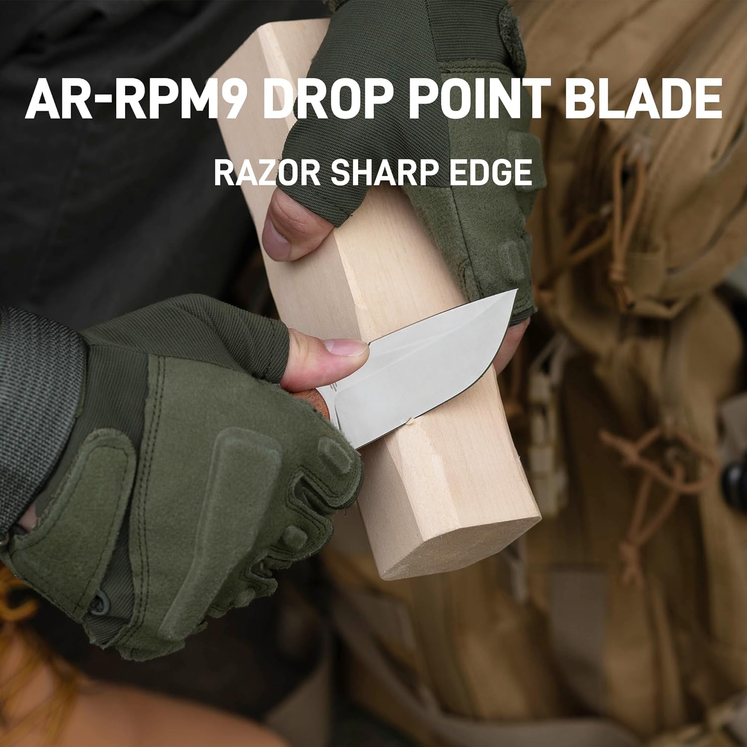 CJRB Mutt J1958 AR-RPM9 Steel Blade Fixed Blade Knives - Wood (J1958-WD)