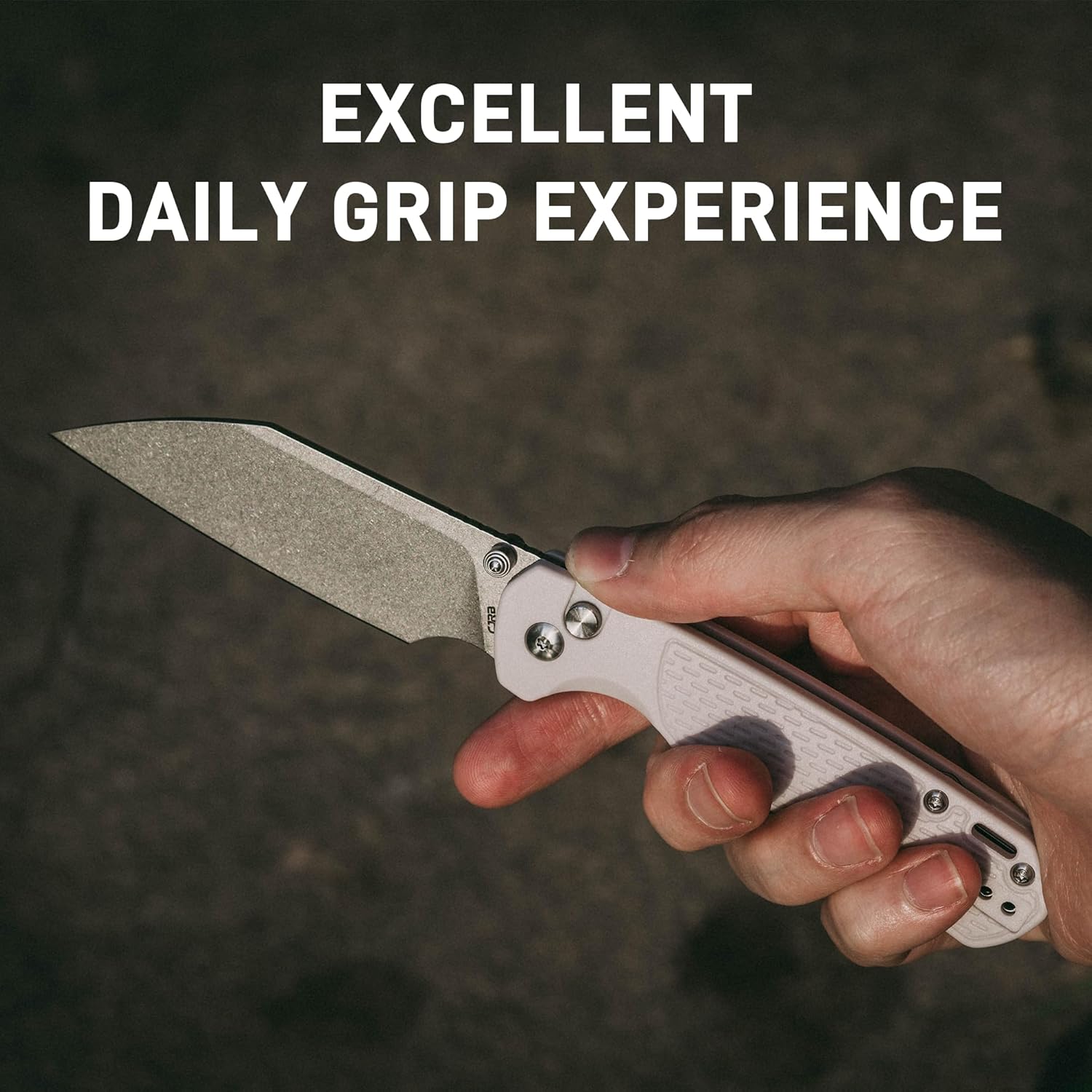 CJRB Pyrite-Light J1945 CPM S90V Steel Light Grey FRN Handle Folding Knives